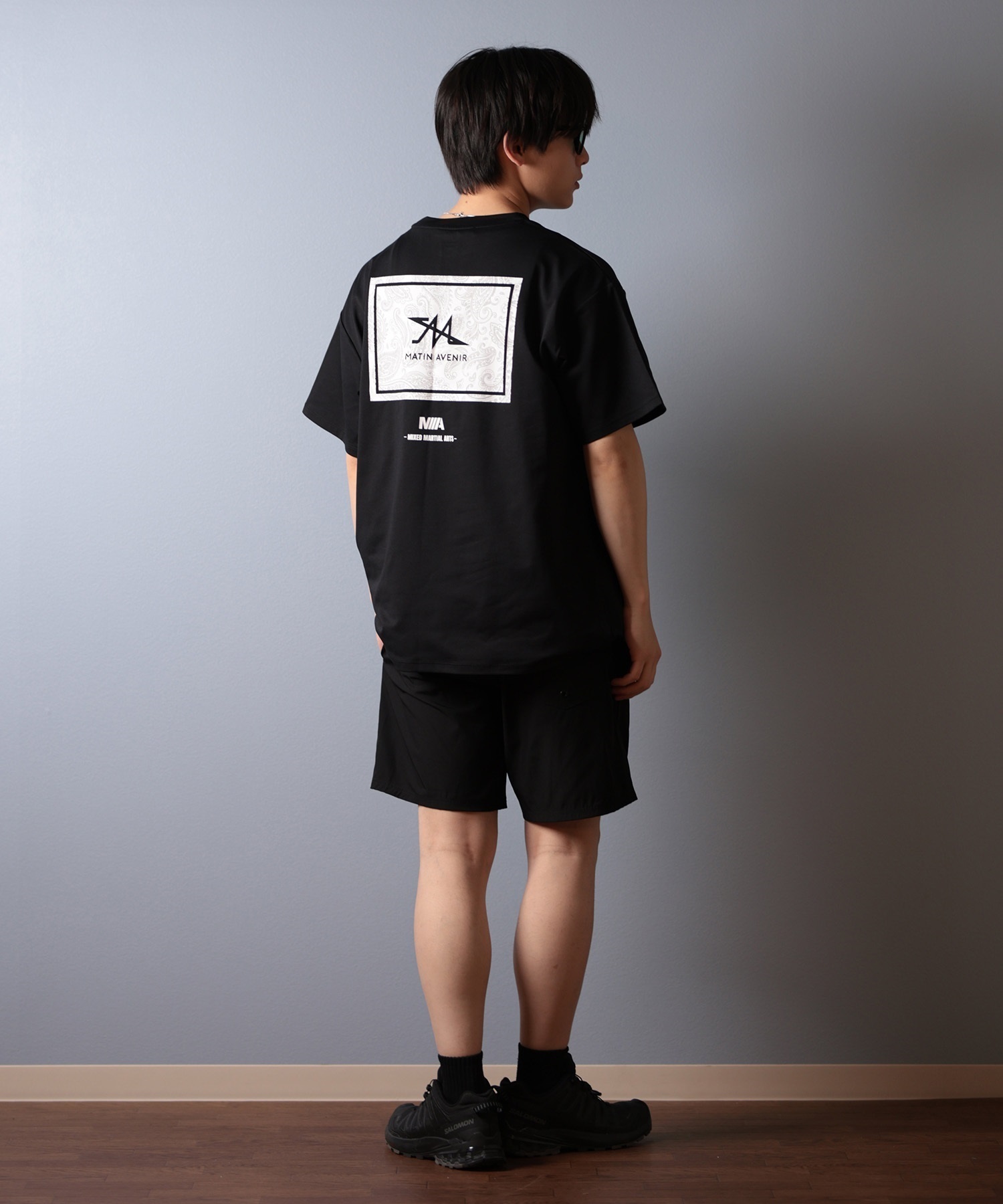 MATIN AVENIR マタンアヴニール 水着 ラッシュガード 半袖 Tシャツ メンズ 水陸両用 MA250007 ムラサキスポーツ限定(BK-M)