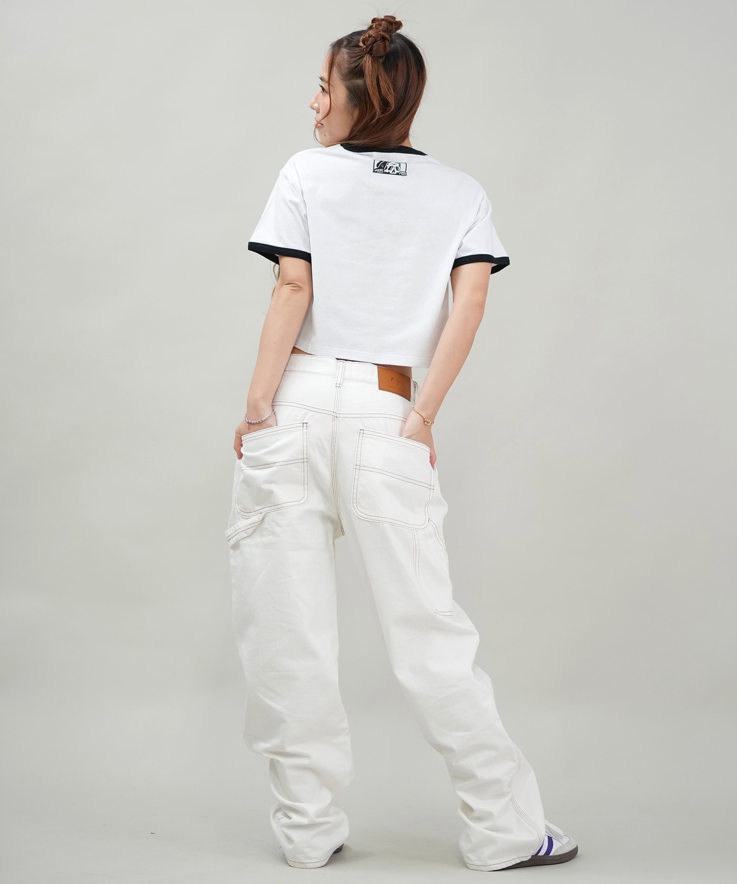 LURKING CLASS ラーキングクラス 半袖 Tシャツ レディース クロップド丈 ミニTシャツ ST25STM04W ムラサキスポーツ限定(BLACK-M)