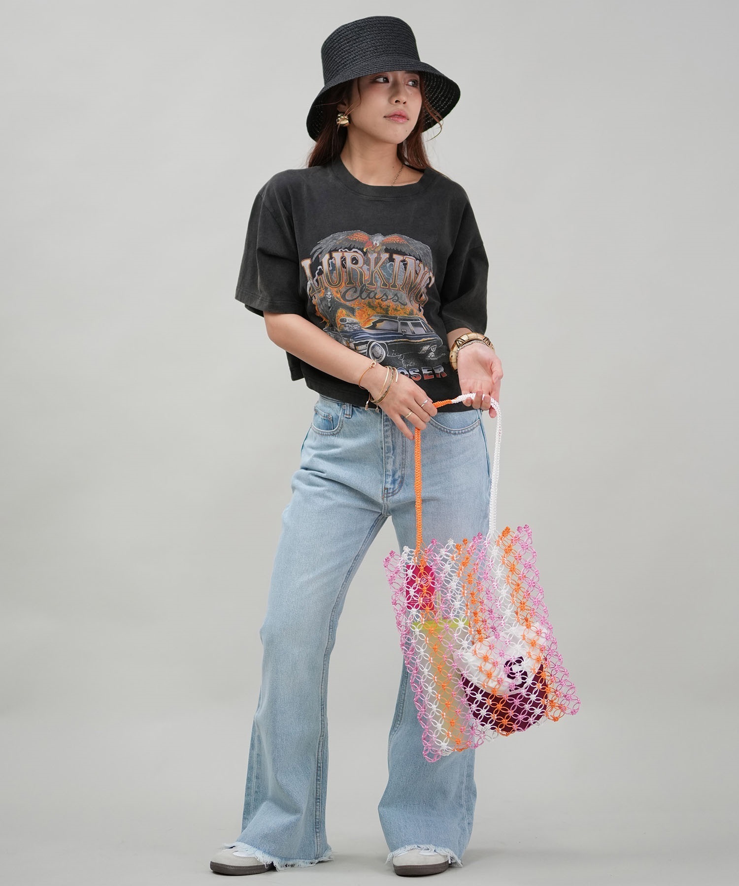 LURKING CLASS ラーキングクラス 半袖 Tシャツ レディース クロップド丈 ミニTシャツ ST25STM05W ムラサキスポーツ限定 LURKING CLASS ラーキングクラス 半袖 Tシャツ レディース