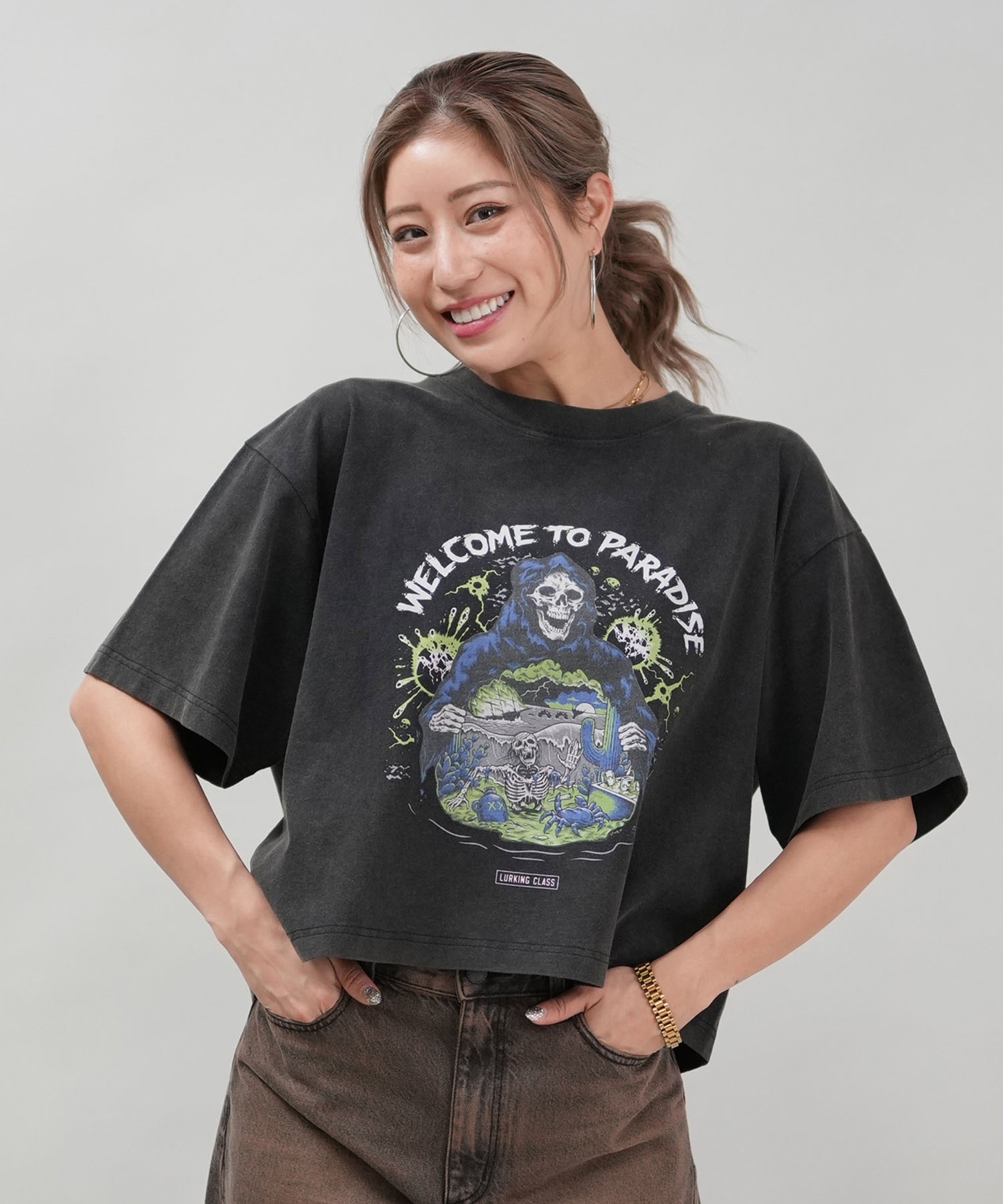 LURKING CLASS ラーキングクラス 半袖 Tシャツ レディース クロップド丈 ミニTシャツ ST25STM06W ムラサキスポーツ限定 LURKING CLASS ラーキングクラス 半袖 Tシャツ レディース
