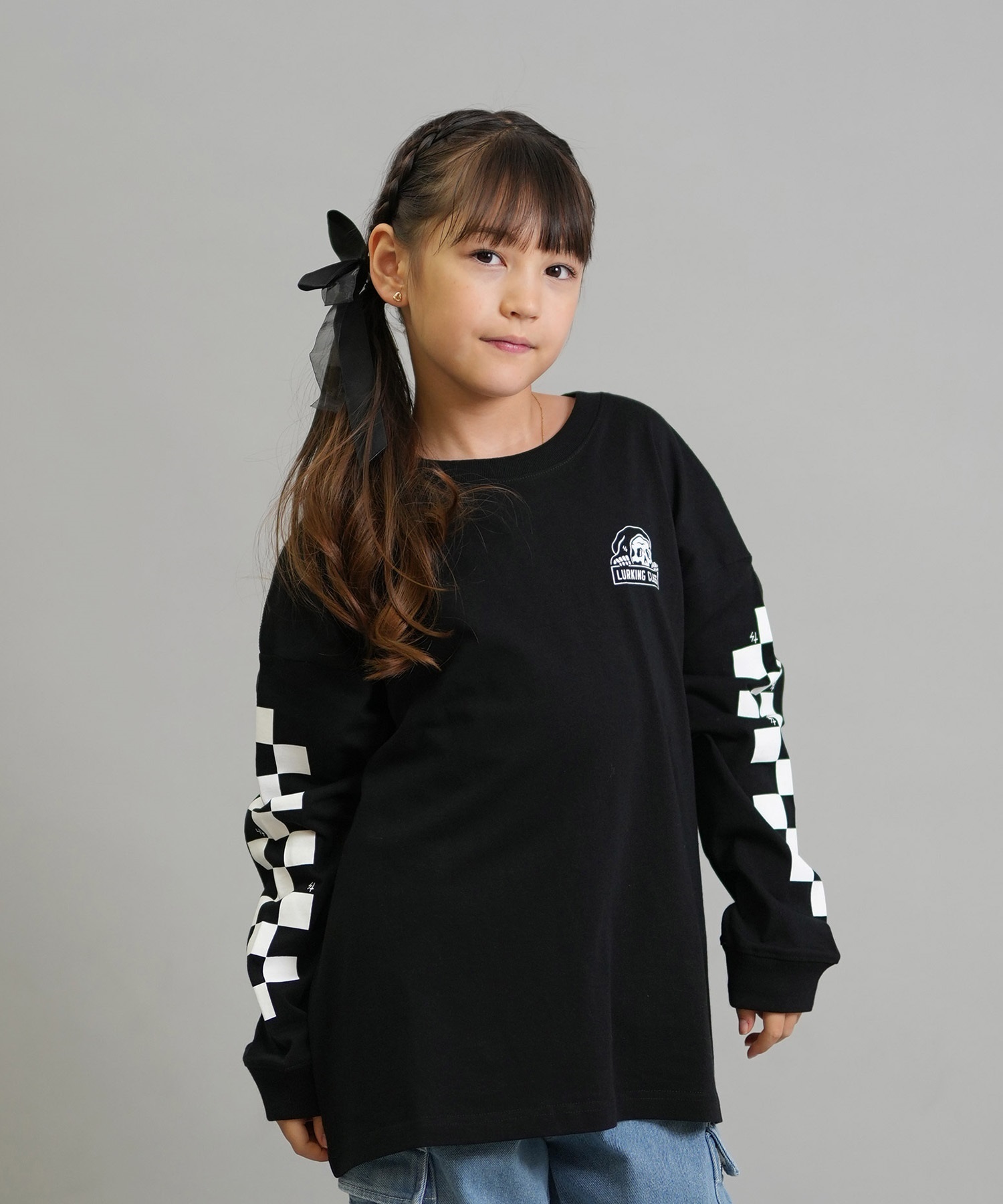 LURKING CLASS ラーキングクラス 長袖 Tシャツ ロンT キッズ ジュニア 子供 LURKIER L S TEE ST25FTM02K(BLACK-130cm)