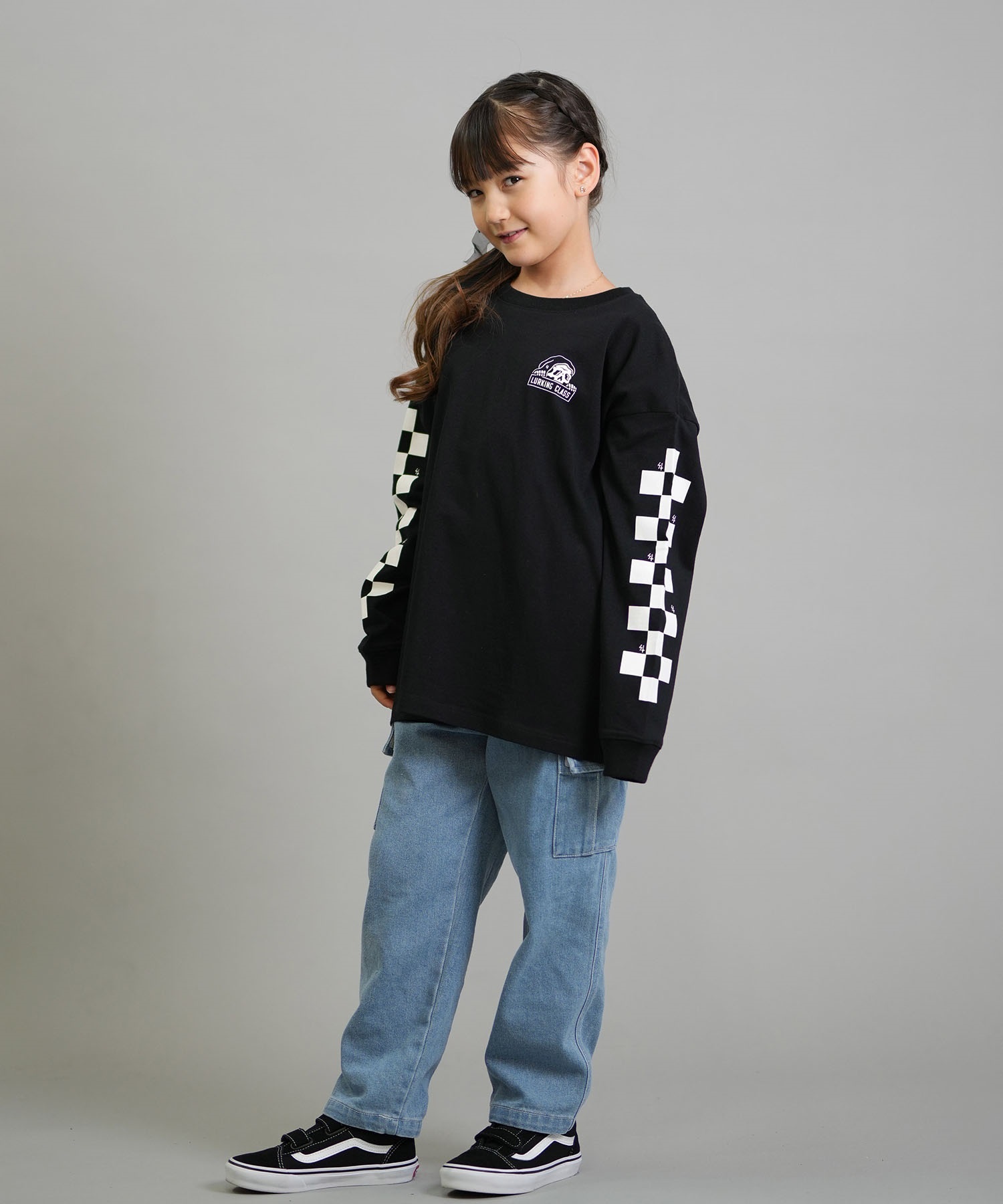 LURKING CLASS ラーキングクラス 長袖 Tシャツ ロンT キッズ ジュニア 子供 LURKIER L S TEE ST25FTM02K(BLACK-130cm)
