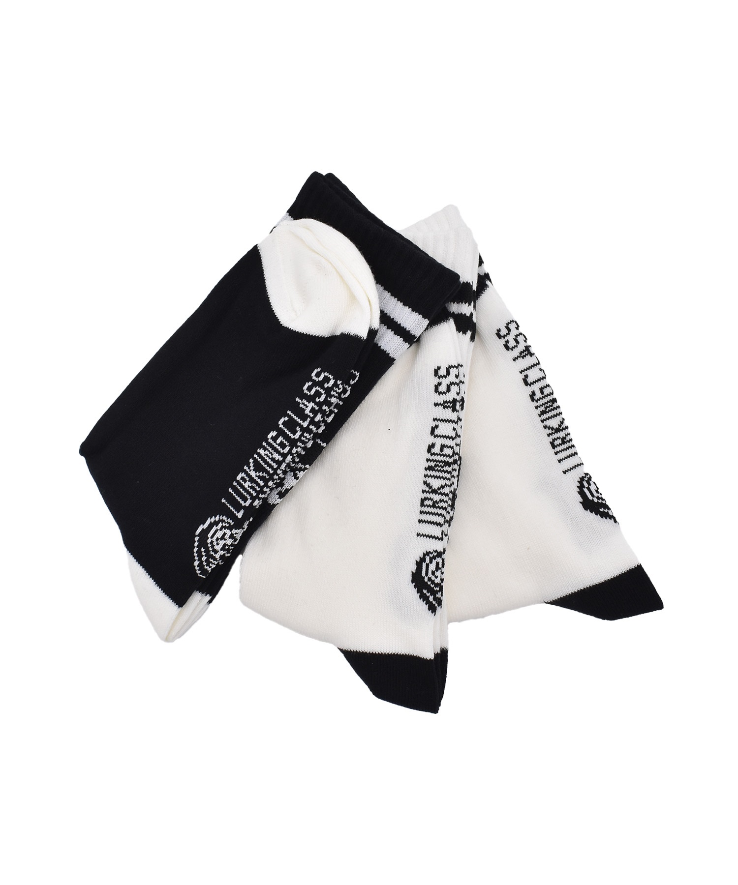 LURKING CLASS ラーキングクラス 靴下 キッズ ジュニア 子供 クルー丈ソックス 3足セット COPRO KIDS 3PACK SOCKS STAM01K(BK/W-23.0cm)