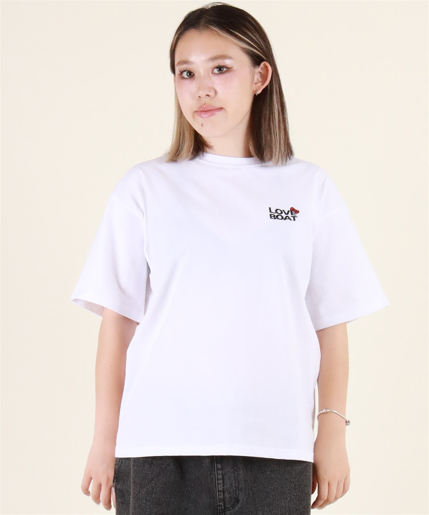 LOVE BOAT ラブボート 半袖 Tシャツ レディース ハローキティ バックプリント ロゴ LBKTハイビT LBKT-ST03 LOVE BOAT ラブボート 半袖 Tシャツ レディース ハローキティ