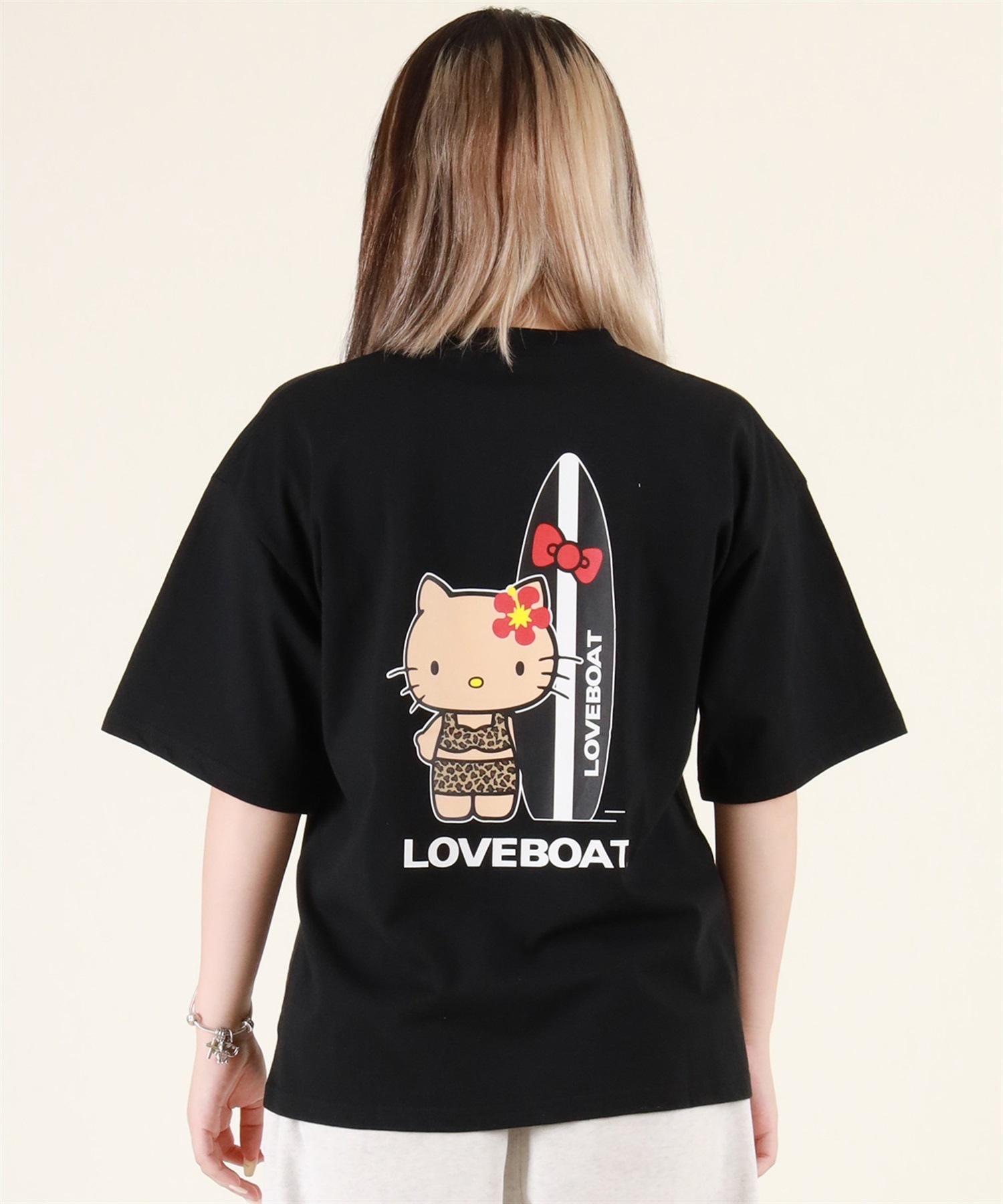 LOVE BOAT ラブボート 半袖 Tシャツ レディース ハローキティ バックプリント ロゴ LBKTハイビT LBKT-ST03 LOVE BOAT ラブボート 半袖 Tシャツ レディース ハローキティ