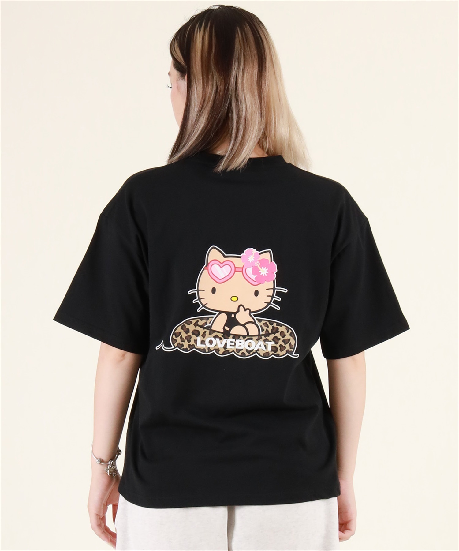 LOVE BOAT ラブボート 半袖 Tシャツ レディース ハローキティ バックプリント ロゴ LBKTSWIMT LBKT-ST02 LOVE BOAT ラブボート 半袖 Tシャツ レディース ハローキティ