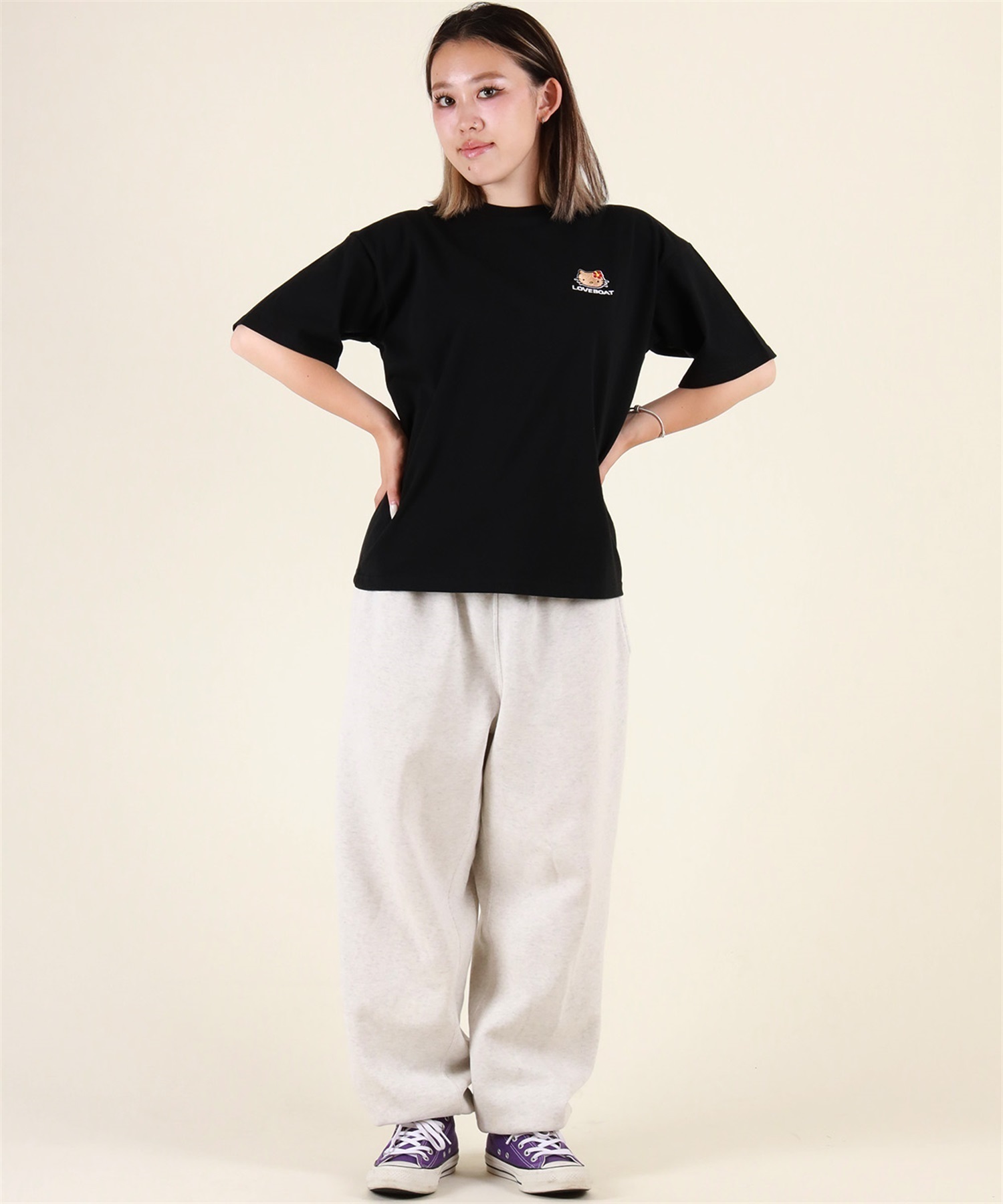 LOVE BOAT ラブボート 半袖 Tシャツ レディース ハローキティ バックプリント ロゴ LBKTSWIMT LBKT-ST02 LOVE BOAT ラブボート 半袖 Tシャツ レディース ハローキティ