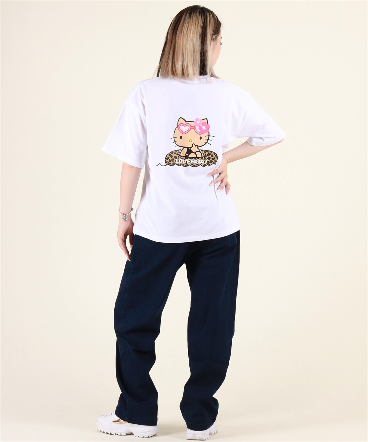 LOVE BOAT ラブボート 半袖 Tシャツ レディース ハローキティ バックプリント ロゴ LBKTSWIMT LBKT-ST02 LOVE BOAT ラブボート 半袖 Tシャツ レディース ハローキティ