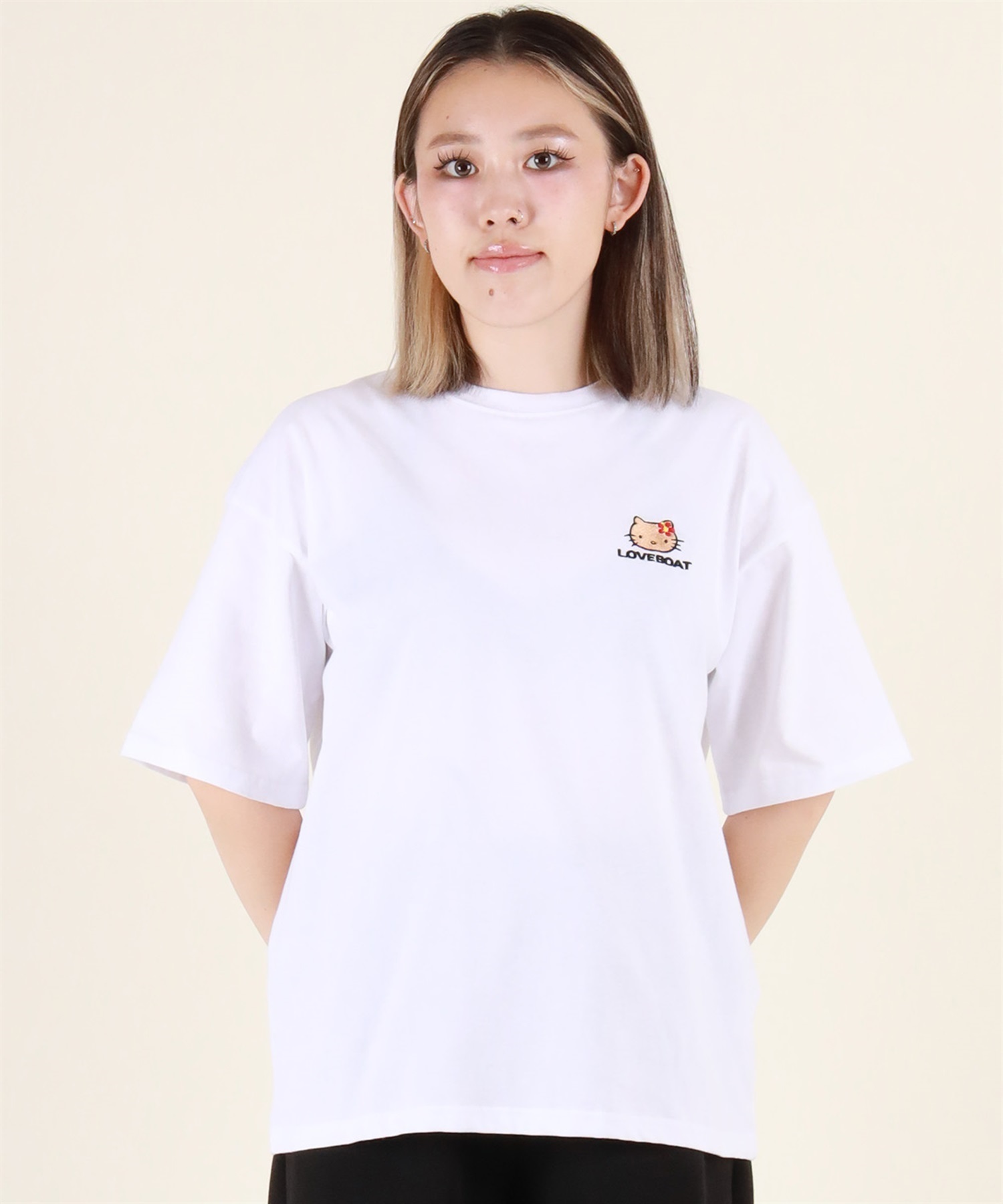 LOVE BOAT ラブボート 半袖 Tシャツ レディース ハローキティ バックプリント ロゴ LBKTハイビT LBKT-ST03 LOVE BOAT ラブボート 半袖 Tシャツ レディース ハローキティ