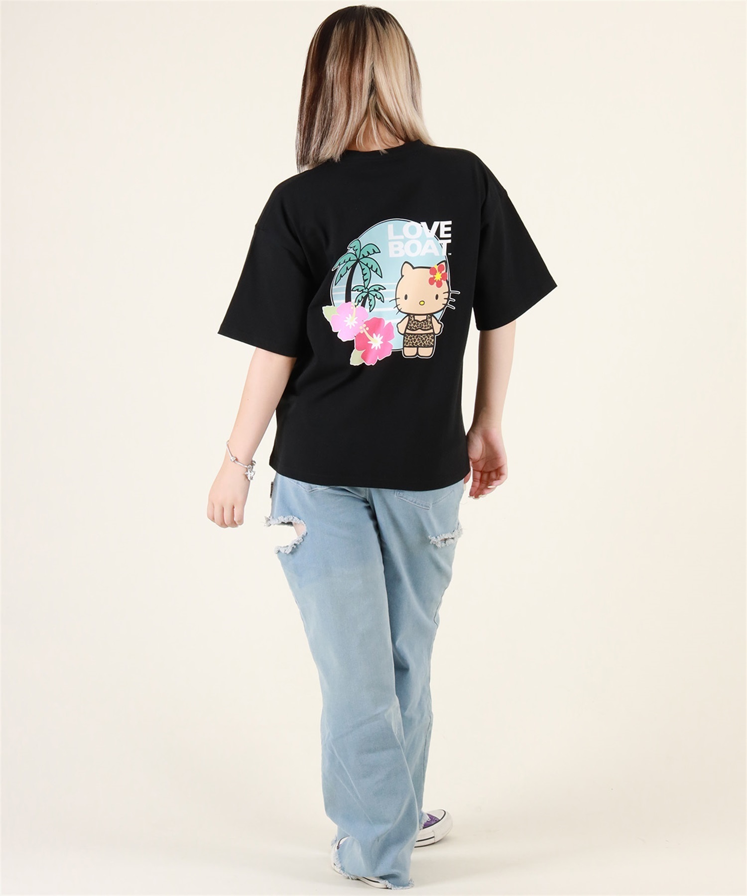 LOVE BOAT ラブボート 半袖 Tシャツ レディース ハローキティ バックプリント ロゴ LBKTハイビT LBKT-ST03 LOVE BOAT ラブボート 半袖 Tシャツ レディース ハローキティ