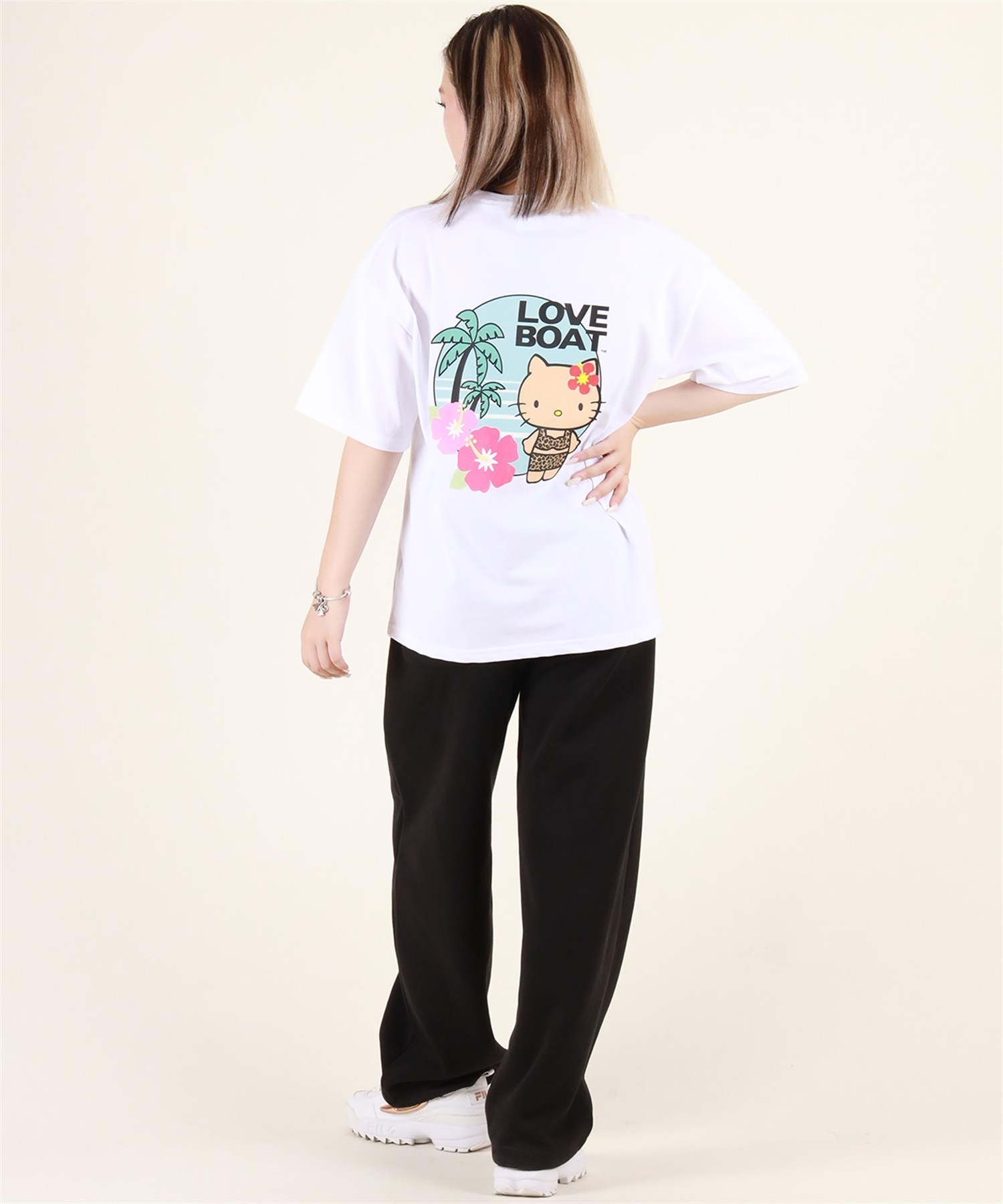 LOVE BOAT ラブボート 半袖 Tシャツ レディース ハローキティ バックプリント ロゴ LBKTハイビT LBKT-ST03 LOVE BOAT ラブボート 半袖 Tシャツ レディース ハローキティ