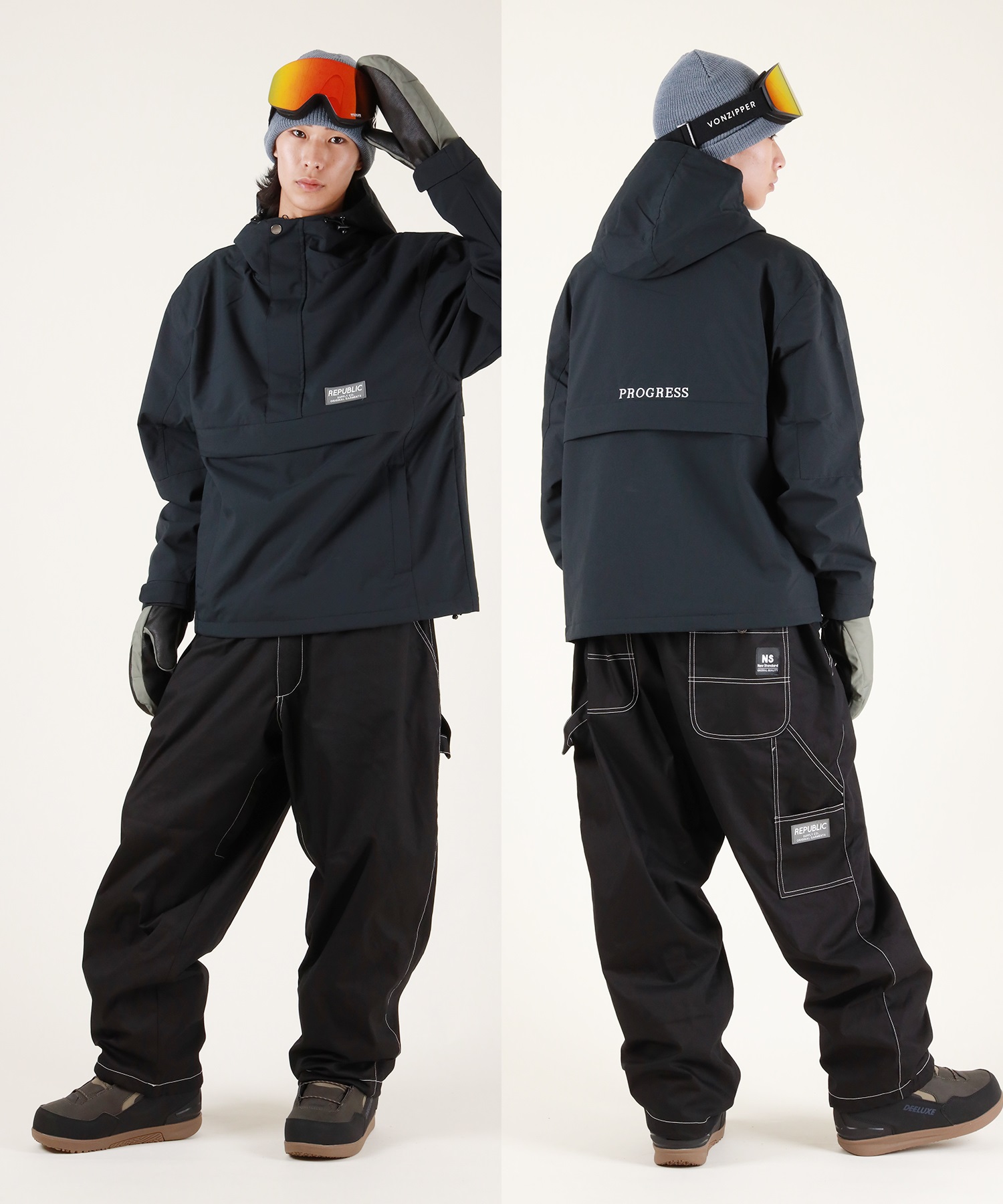 REPUBLIC リパブリック WIDE PAINTER PANTS スノーボード ウェア パンツ ユニセックス ムラサキスポーツ 25-26モデル MM E30 【2526】(BLACK-S)