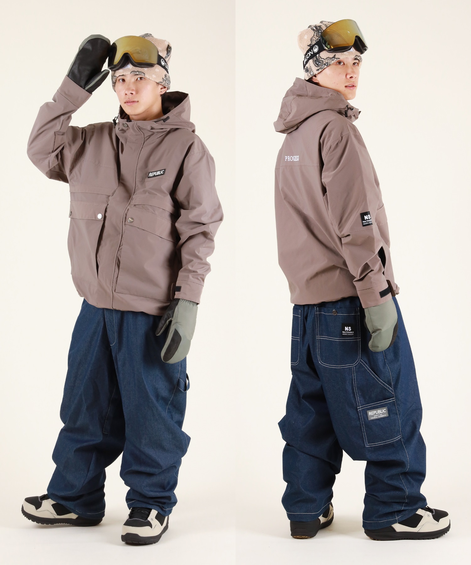 REPUBLIC リパブリック WIDE PAINTER PANTS スノーボード ウェア パンツ ユニセックス ムラサキスポーツ 25-26モデル MM E30 【2526】(BLACK-S)