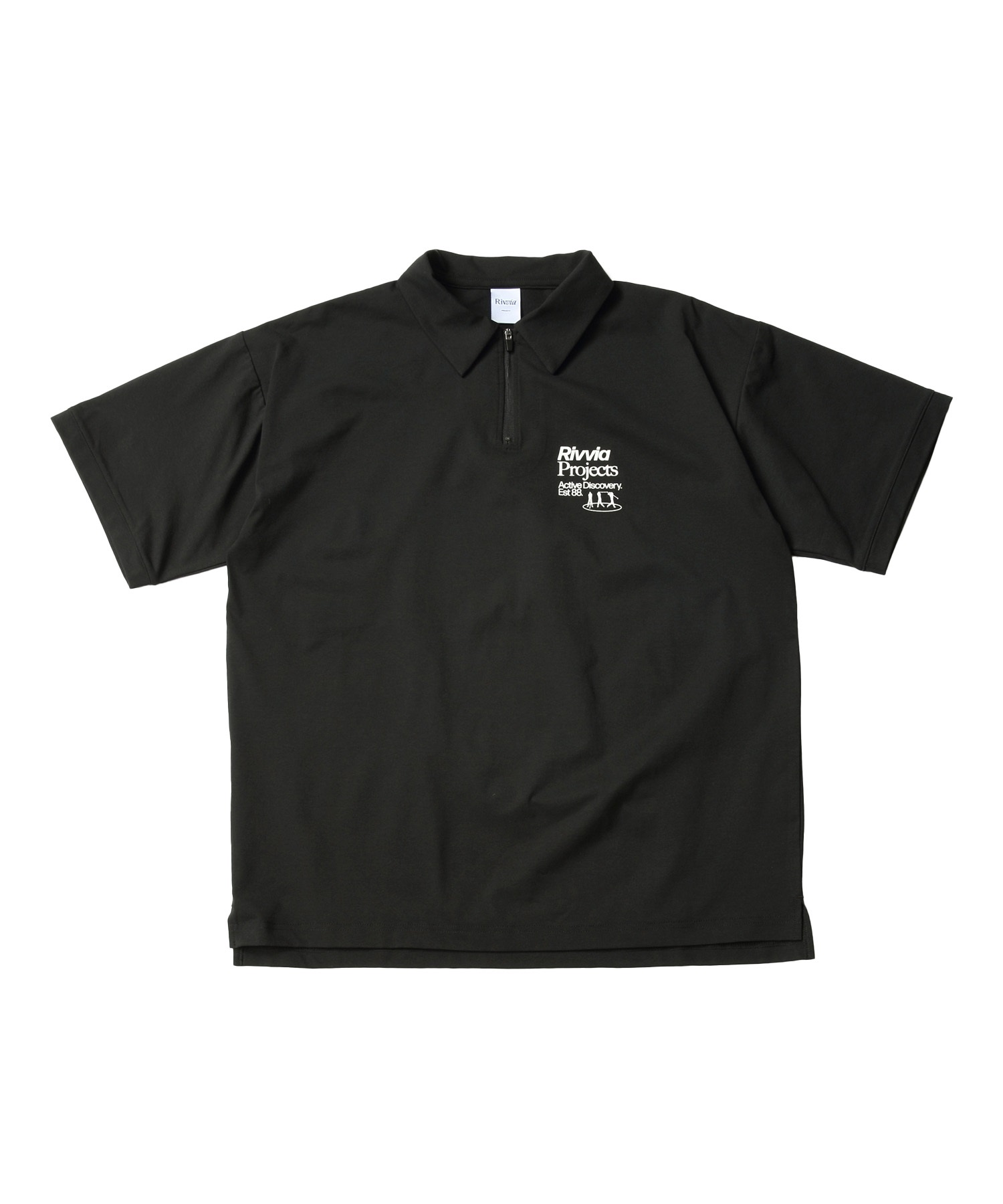 Rivvia PROJECTS リヴィアプロジェクツ 水着 ラッシュガード 半袖 ポロシャツ メンズ 水陸両用 UVカット RQ2-W10(BLK-M)