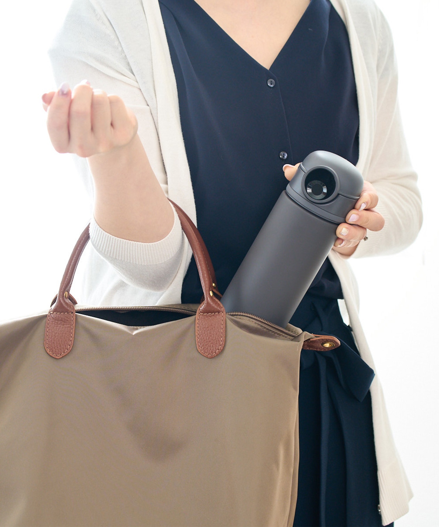 c-mon シーモン 水筒 真空断熱ボトル 指紋センサー付き 500ml シアー