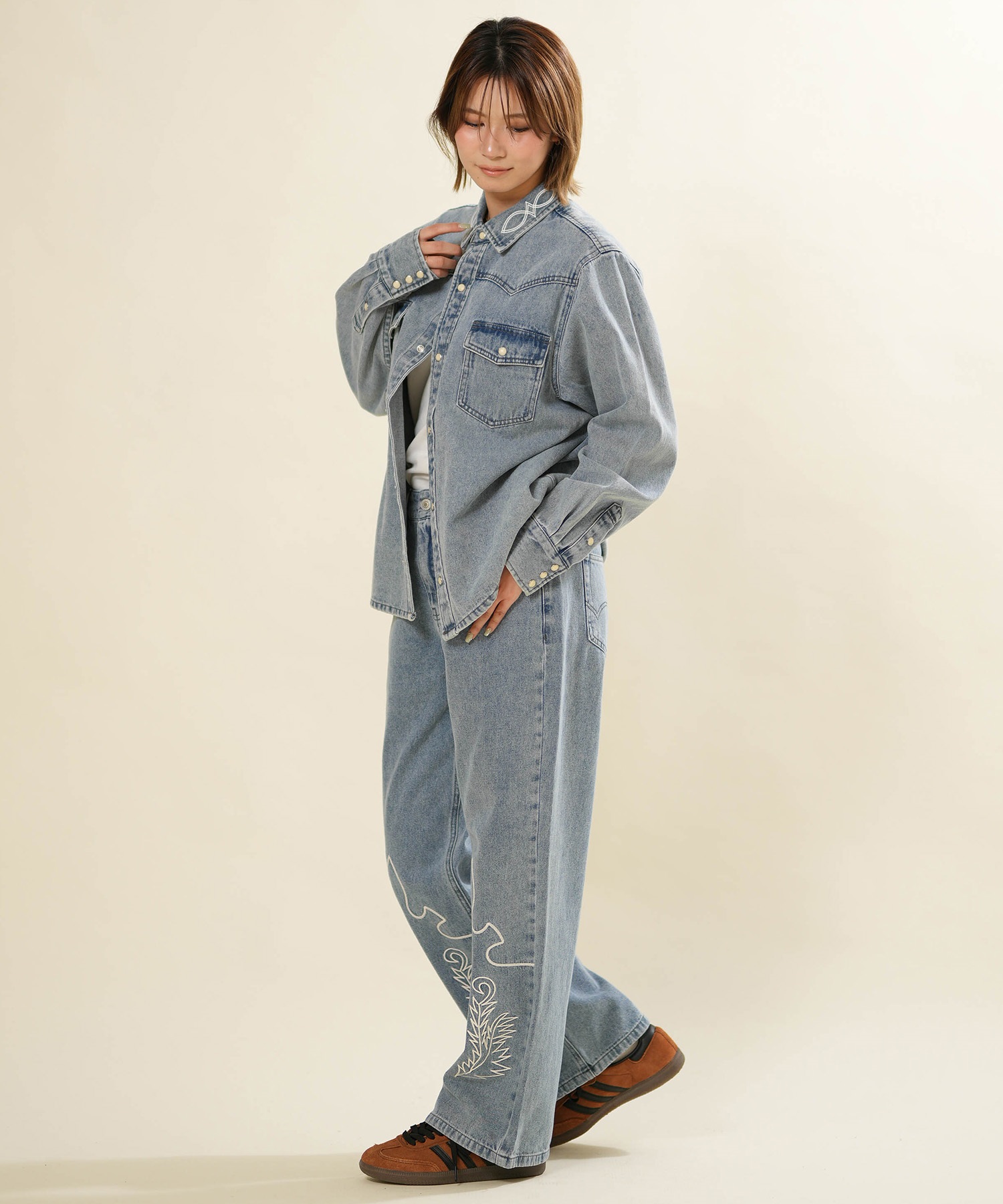 レア　ナイキCOURT　デニム風パンツ　アルカラス ANTIBAL アンティバル ロングパンツ レディース デニムウエスタン