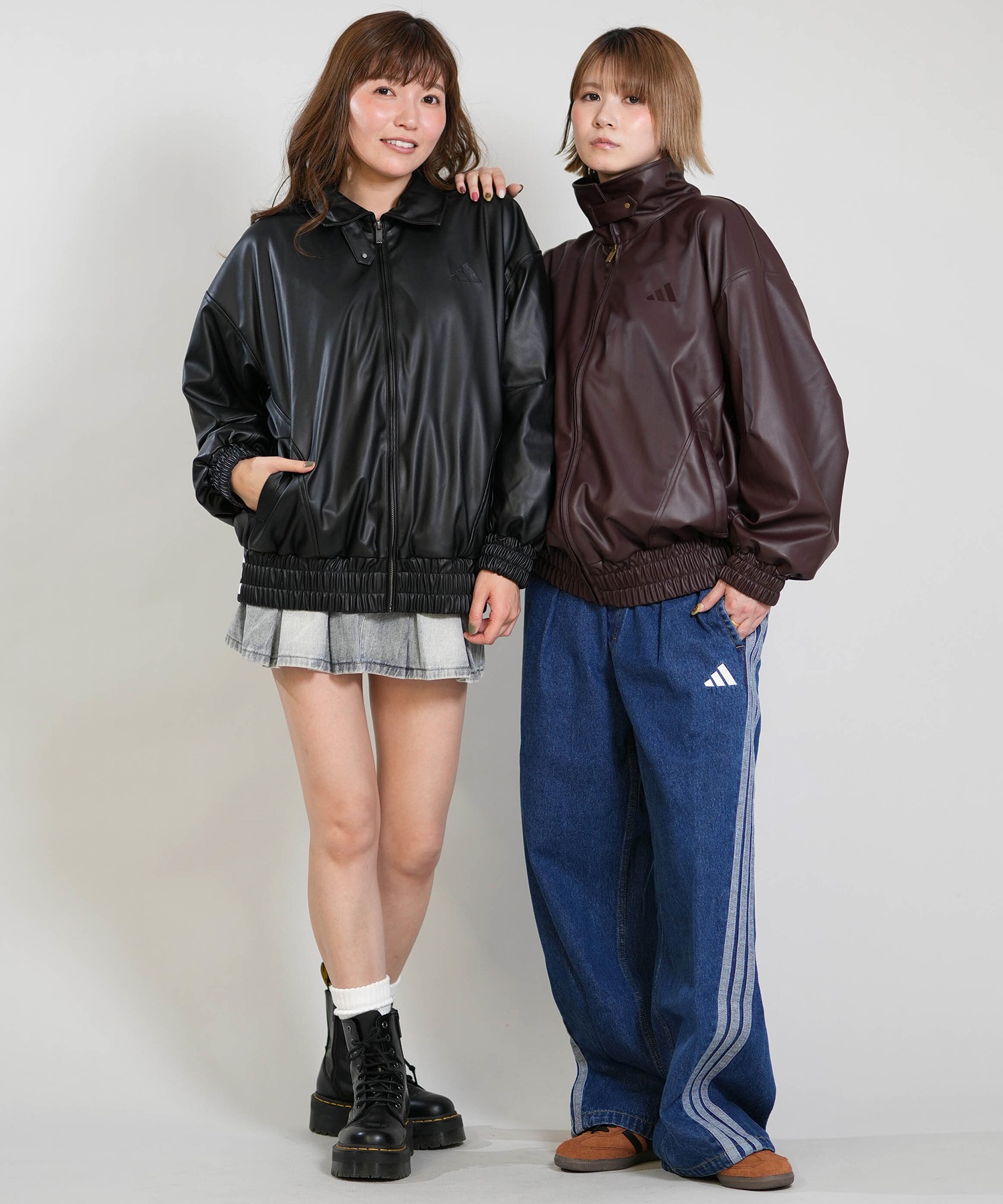 アディダス　フェイクレザージャケット　サイズS adidas アディダス アウター レディース スタジアム フェイクレザー