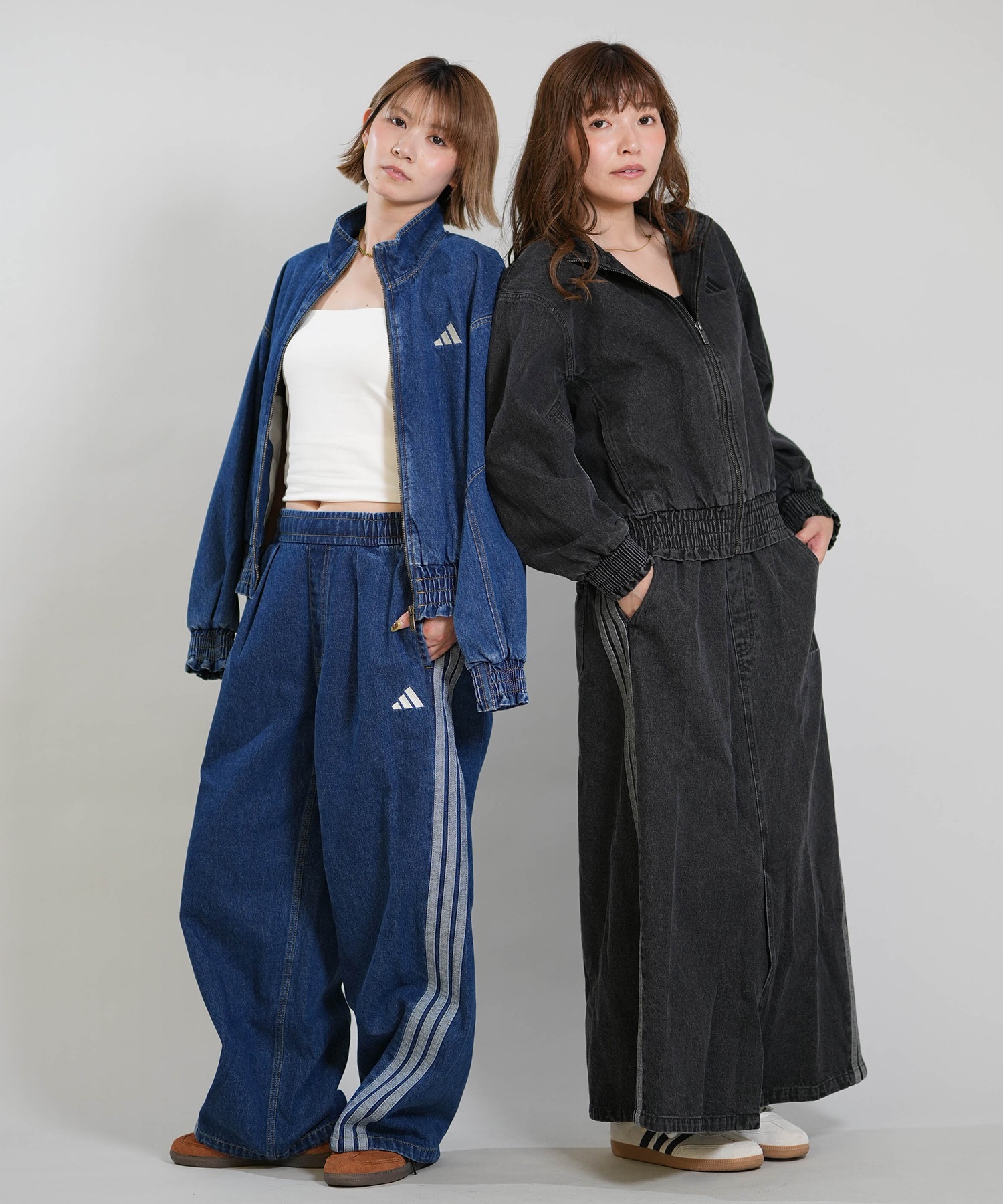 【美品】大きいサイズ＊アディダス ボア 襟付き デニムジャケット XL adidas アディダス ジャケット レディース ウォッシュ加工 W STADIUM