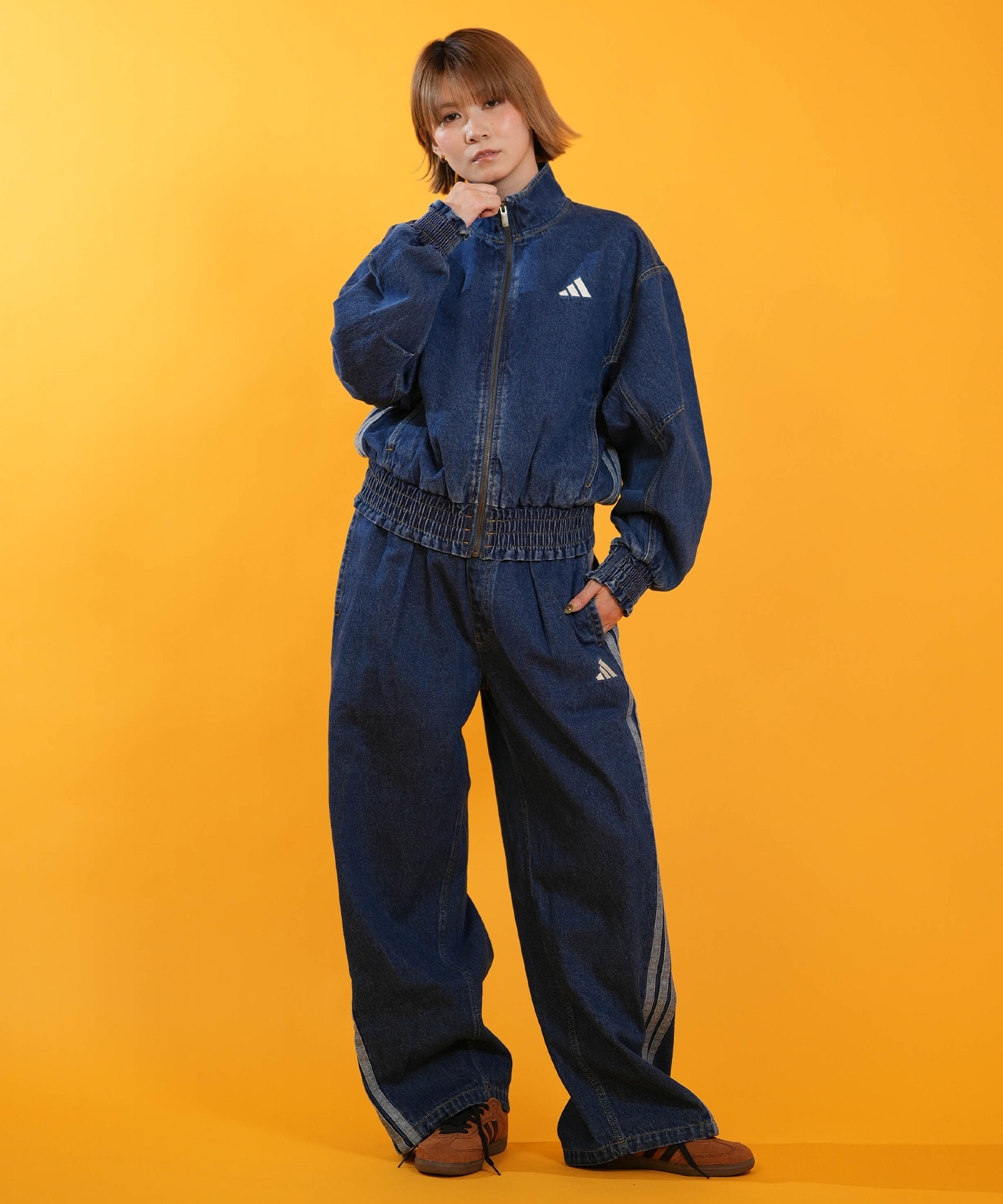adidas アディダス ロングパンツ レディース ウォッシュ加工 W STADIUM
