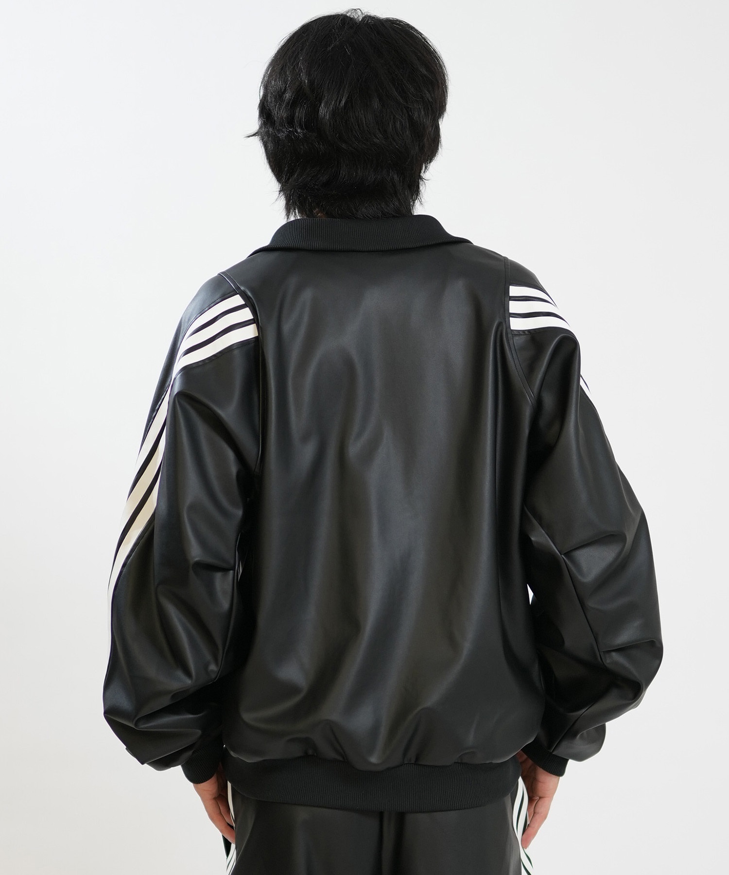  アディダス　4XL トラックジャケット　ジャージ　黒　ブラック adidas アディダス ジャージ トラックジャケット メンズ レザー風