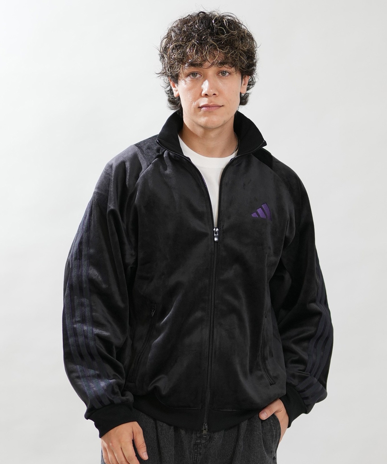 adidas アディダス ジャージ トラックジャケット メンズ ベロア生地