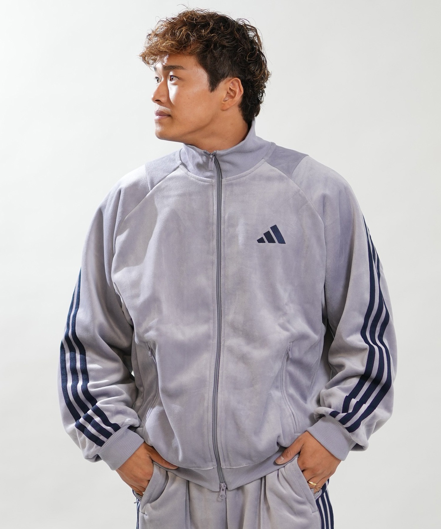 adidas アディダス ジャージ トラックジャケット メンズ ベロア生地