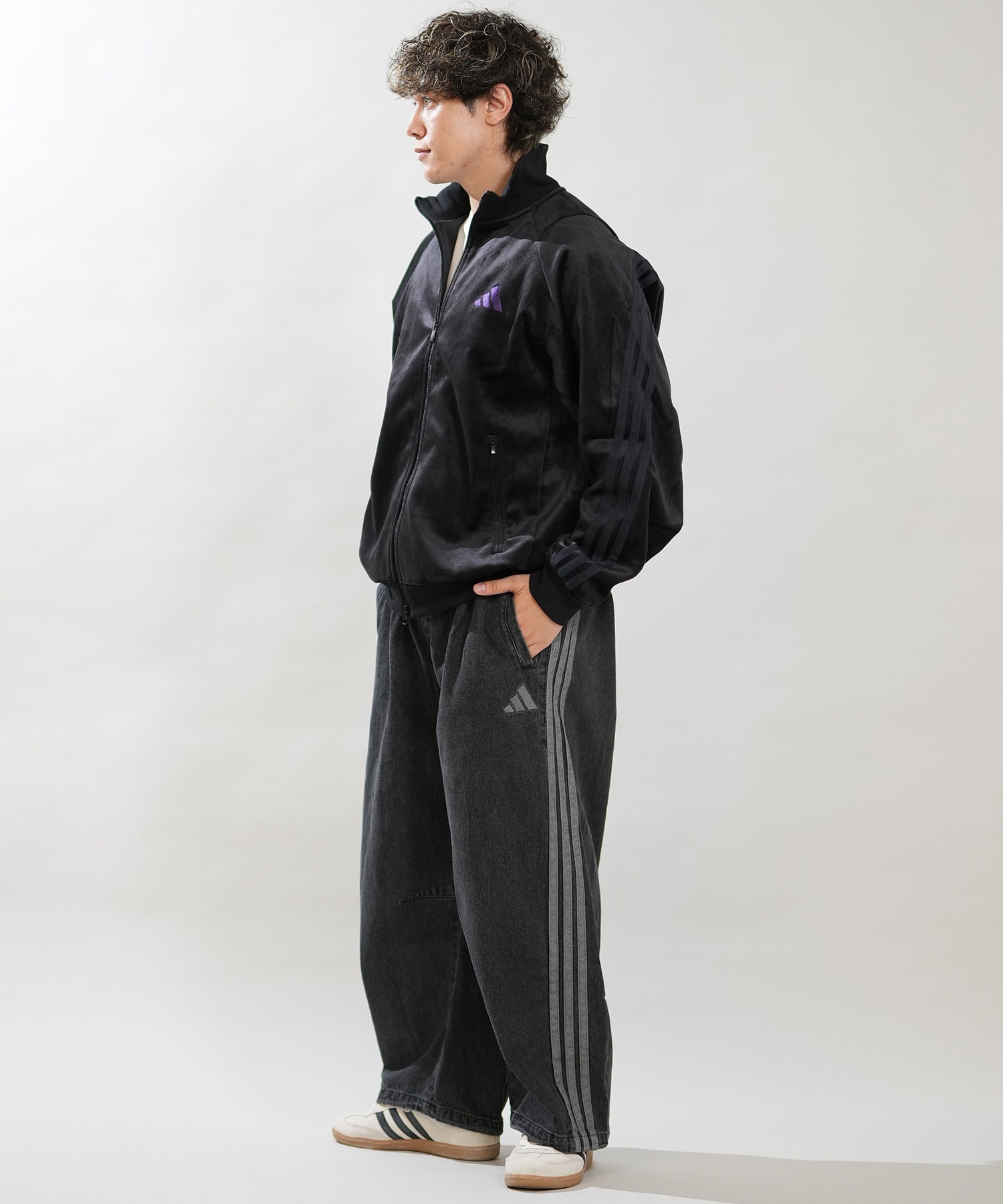 adidas アディダス ジャージ トラックジャケット メンズ ベロア生地
