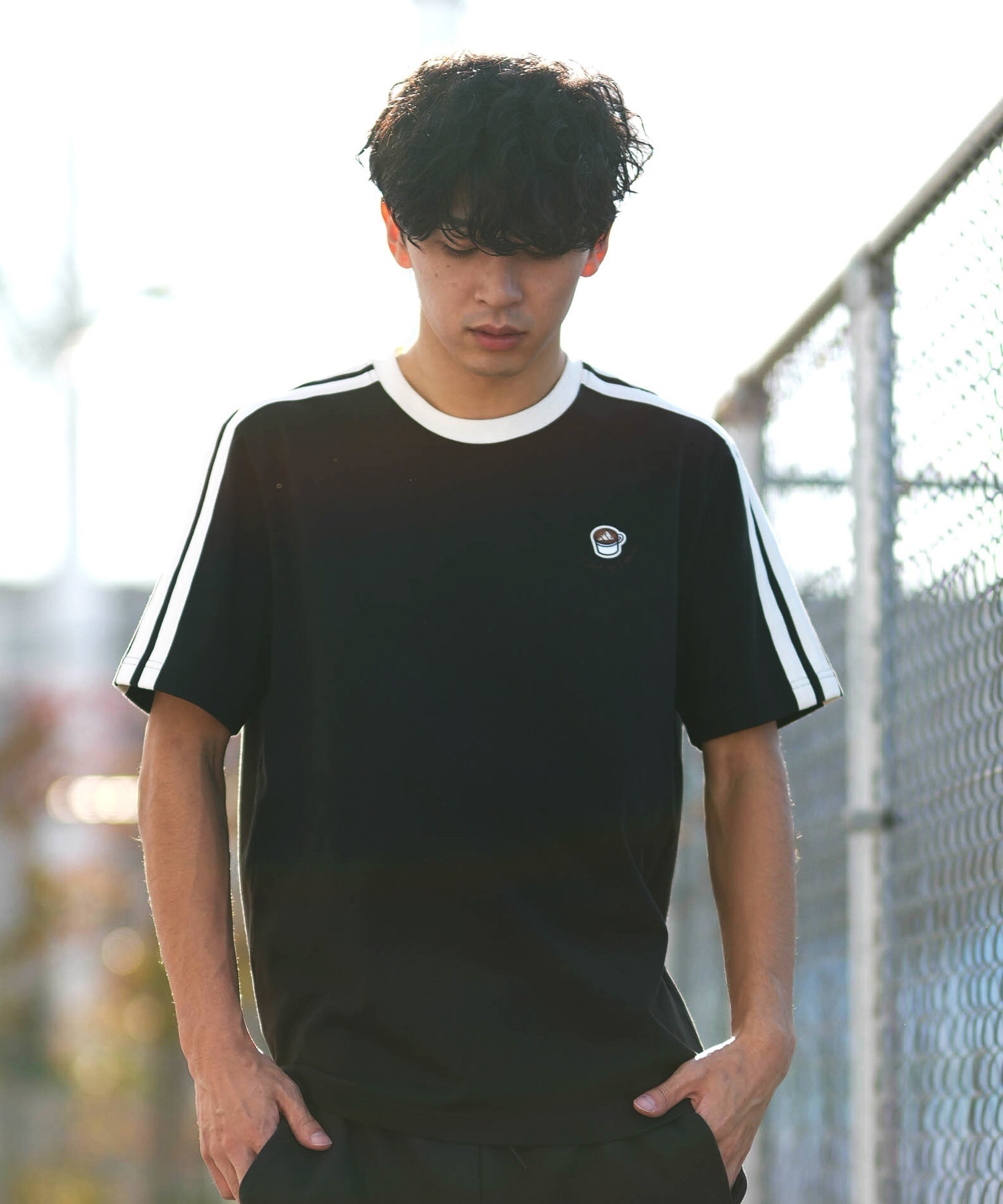 ma 半袖 Tシャツ adidas アディダス 半袖 Tシャツ メンズ リンガーネック M COFFEE CUP