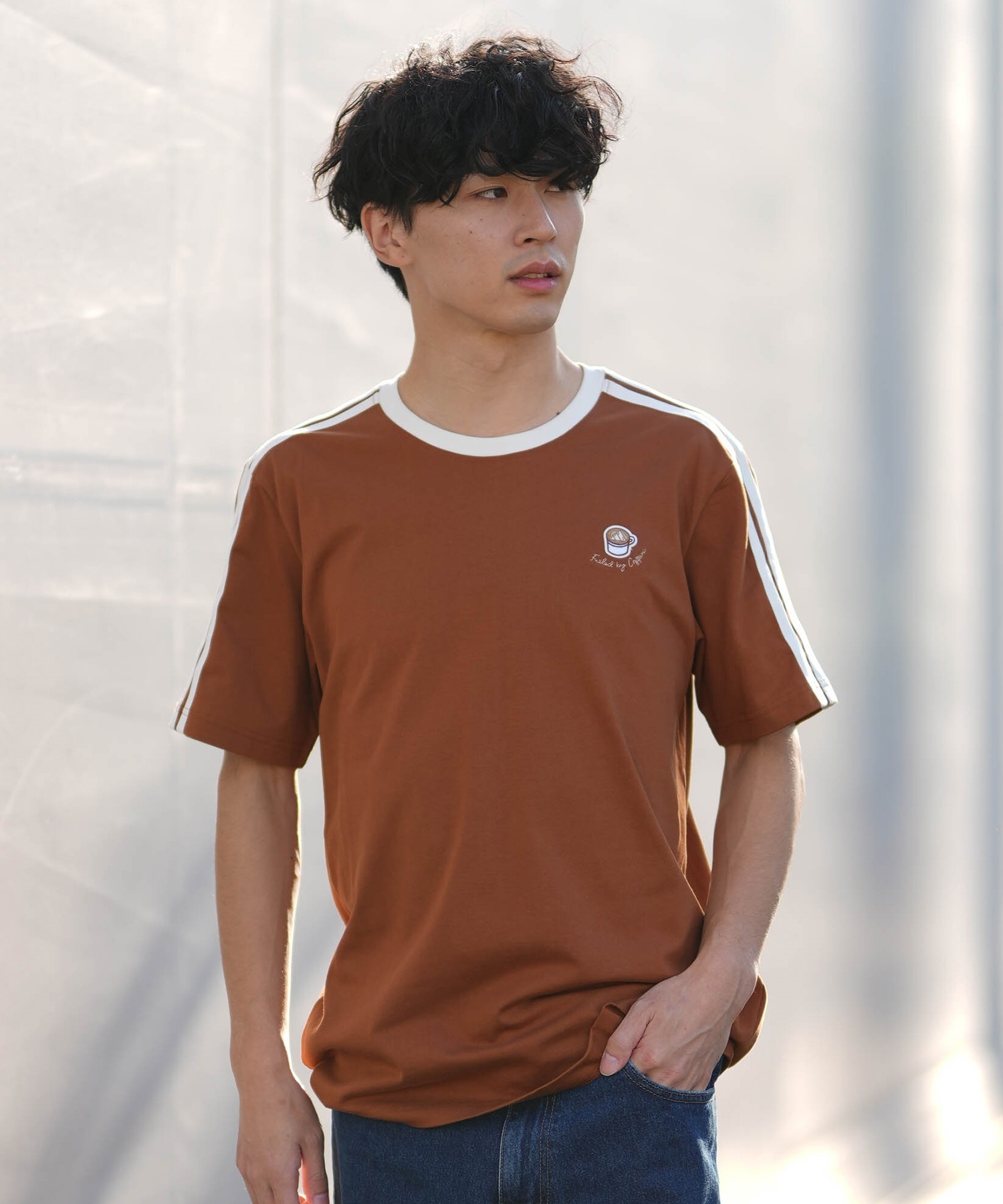 adidas アディダス 半袖 Tシャツ メンズ リンガーネック M COFFEE CUP