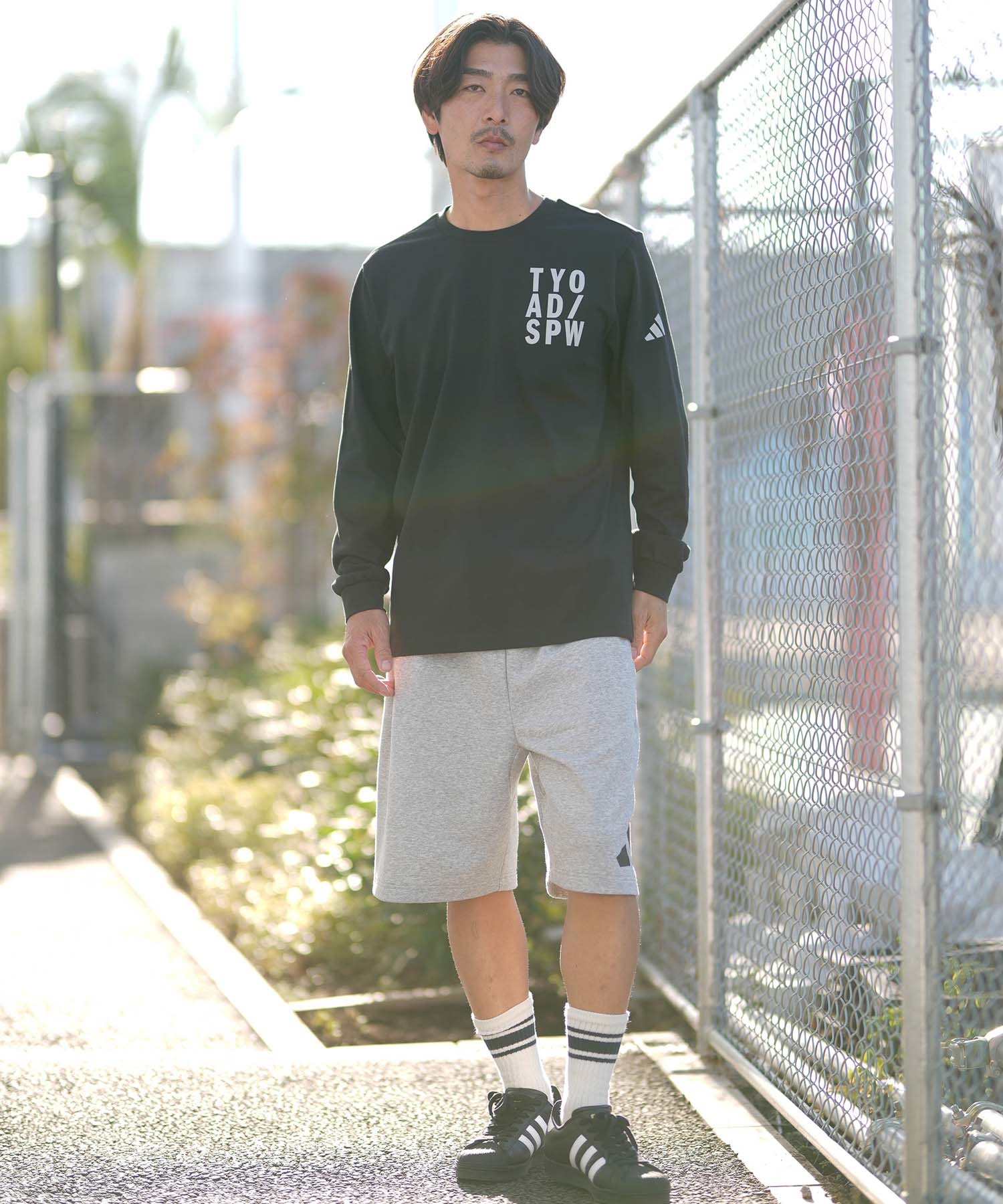 adidas アディダス 長袖 Tシャツ ロンT メンズ M VERBIAGE L S Tシャツ RH346(BK/WT-M)