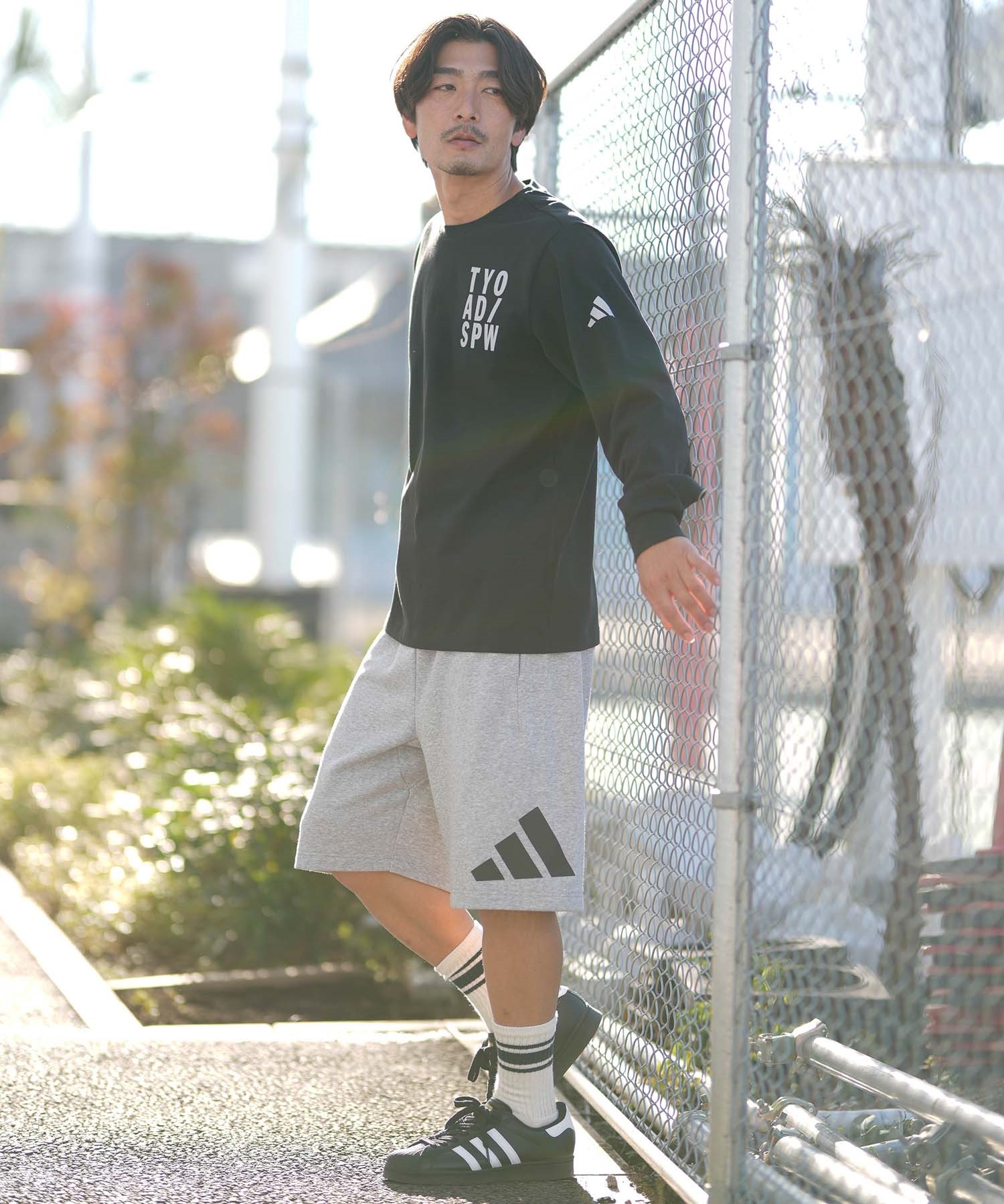 adidas アディダス 長袖 Tシャツ ロンT メンズ M VERBIAGE L S Tシャツ RH346(BK/WT-M)