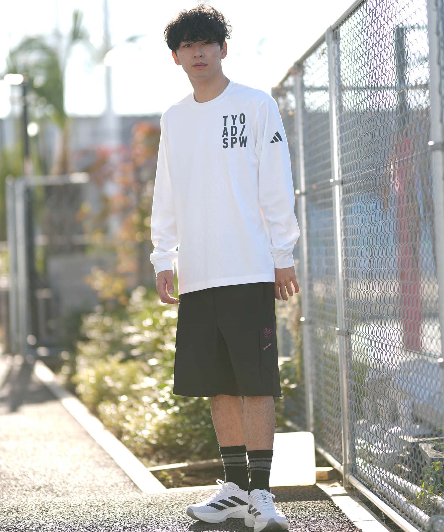 adidas アディダス 長袖 Tシャツ ロンT メンズ M VERBIAGE L S Tシャツ RH346(BK/WT-M)