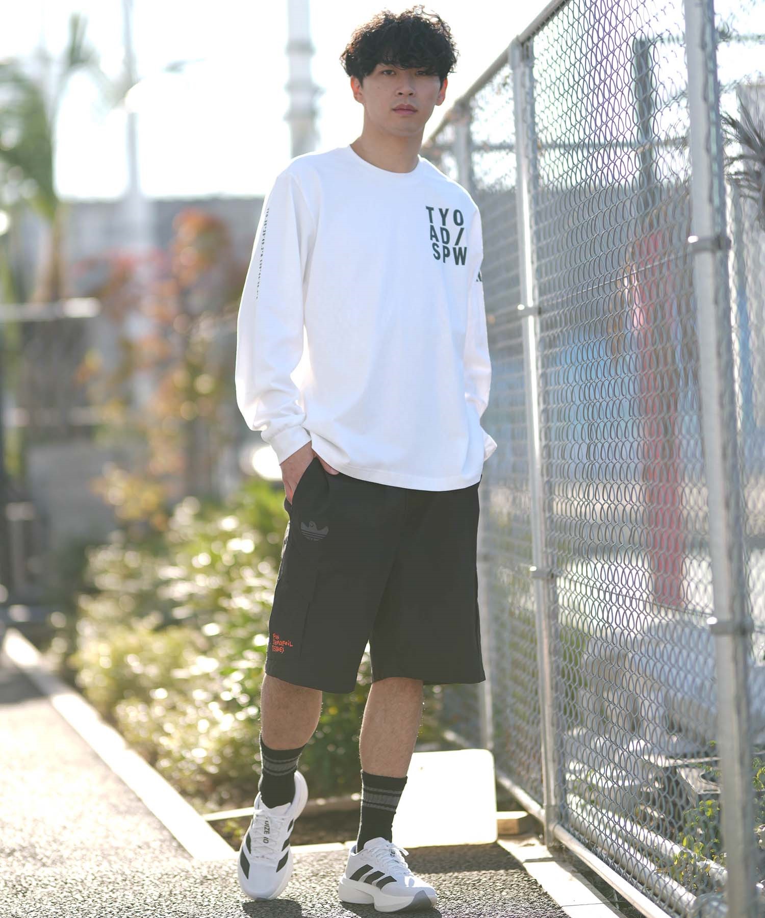 adidas アディダス 長袖 Tシャツ ロンT メンズ M VERBIAGE L S Tシャツ RH346(BK/WT-M)