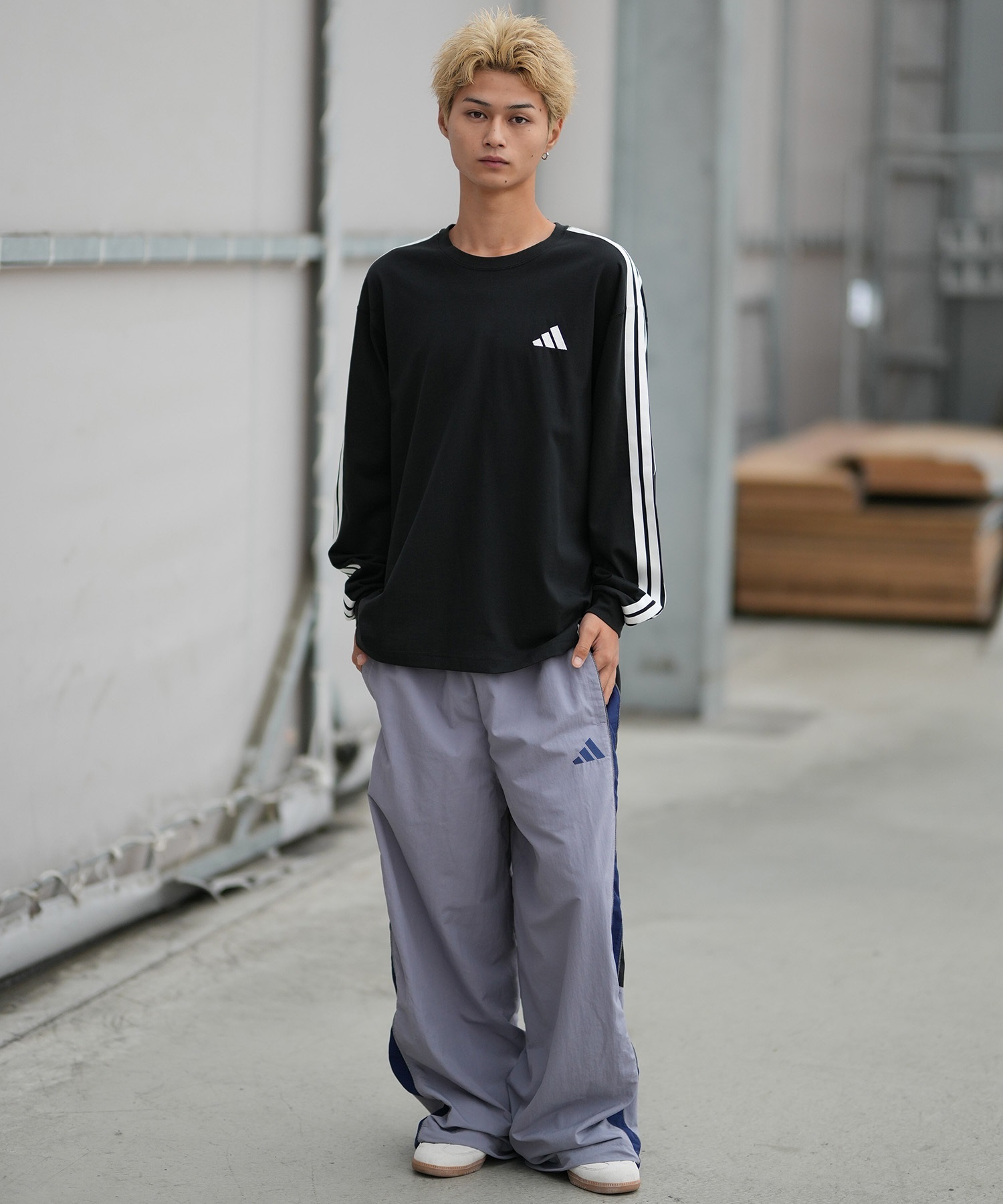adidas アディダス 長袖 Tシャツ ロンT メンズ シンプル M ESS+ 3S LS