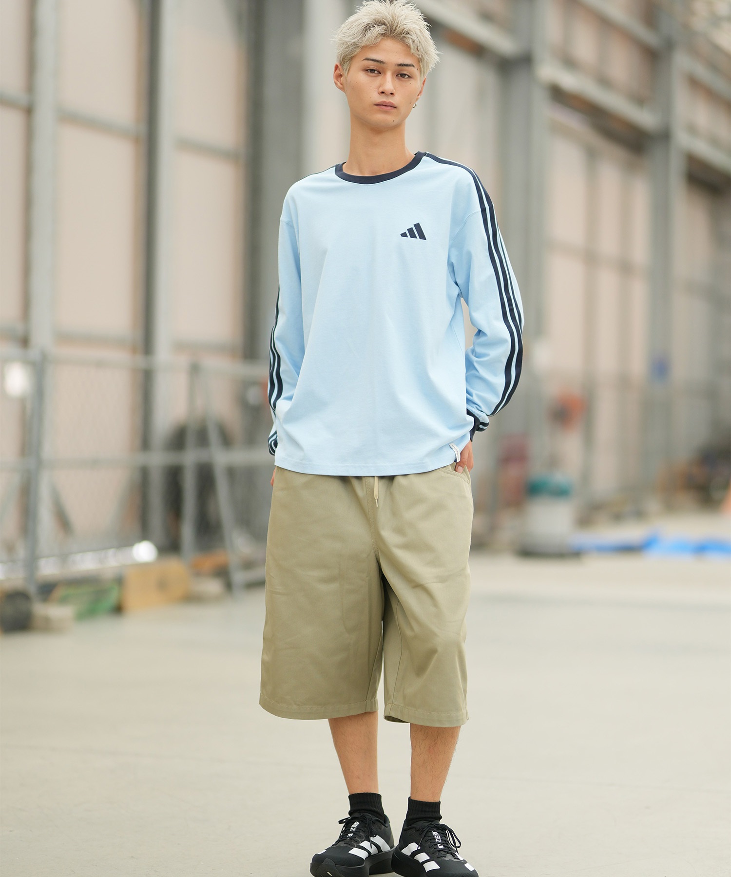 adidas アディダス 長袖 Tシャツ ロンT メンズ シンプル M ESS+ 3S LS