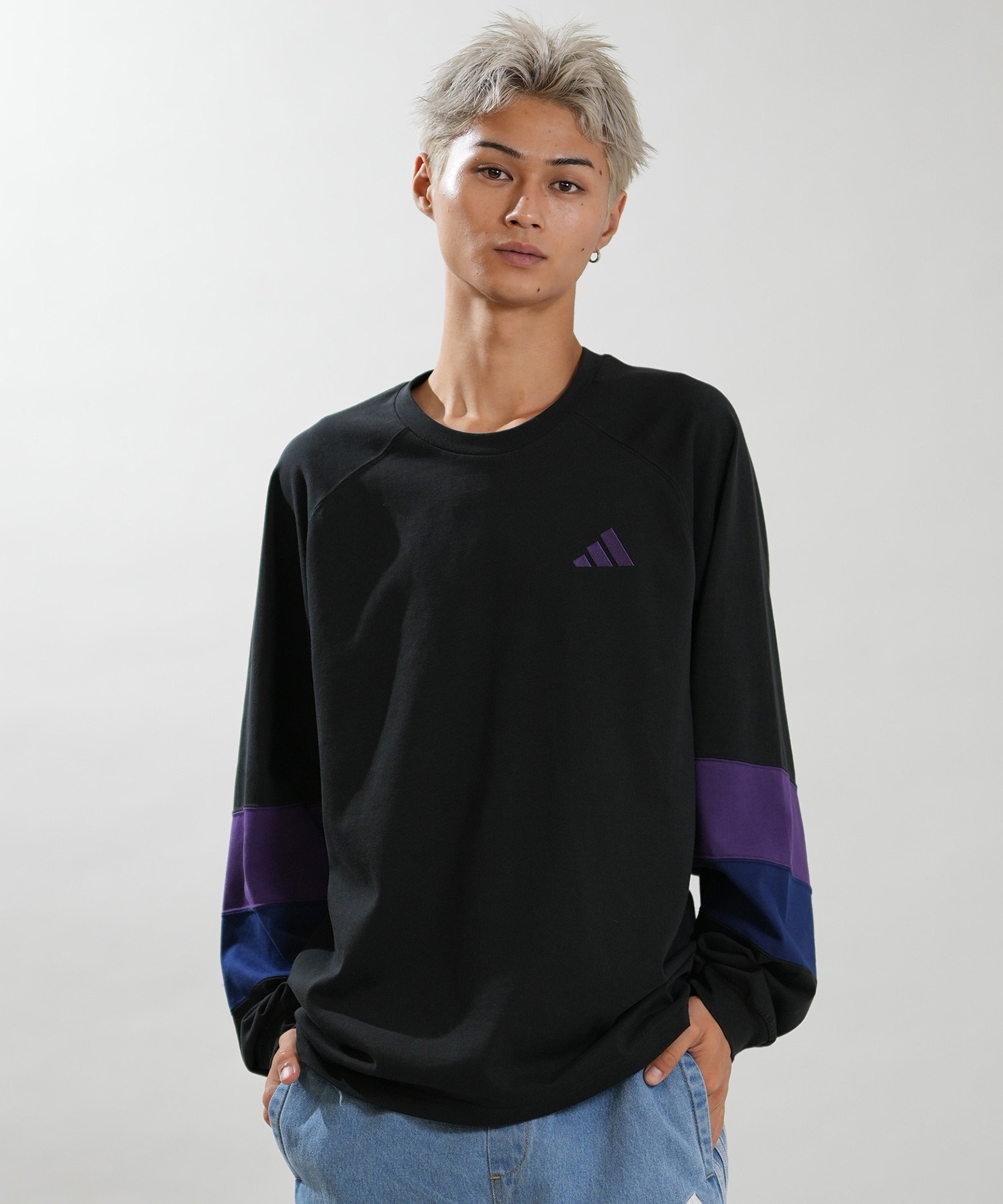 Supreme 10 長袖ジャージ Lサイズ ブラック×パープル 美品 一点限り adidas アディダス 長袖 Tシャツ ロンT メンズ スポーティー M BRAND