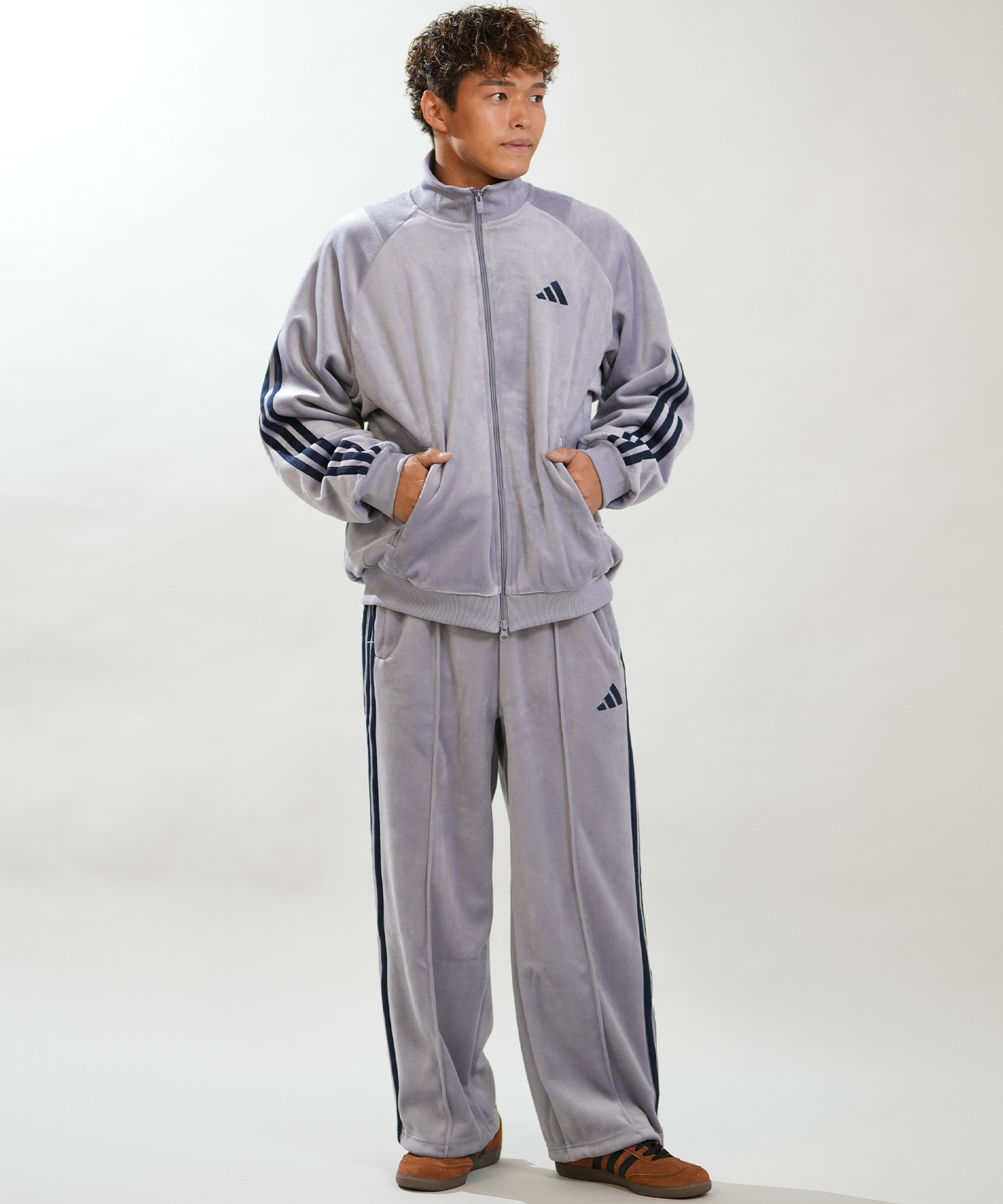 adidas アディダス ジャージ トラックパンツ メンズ ベロア M STADIUM