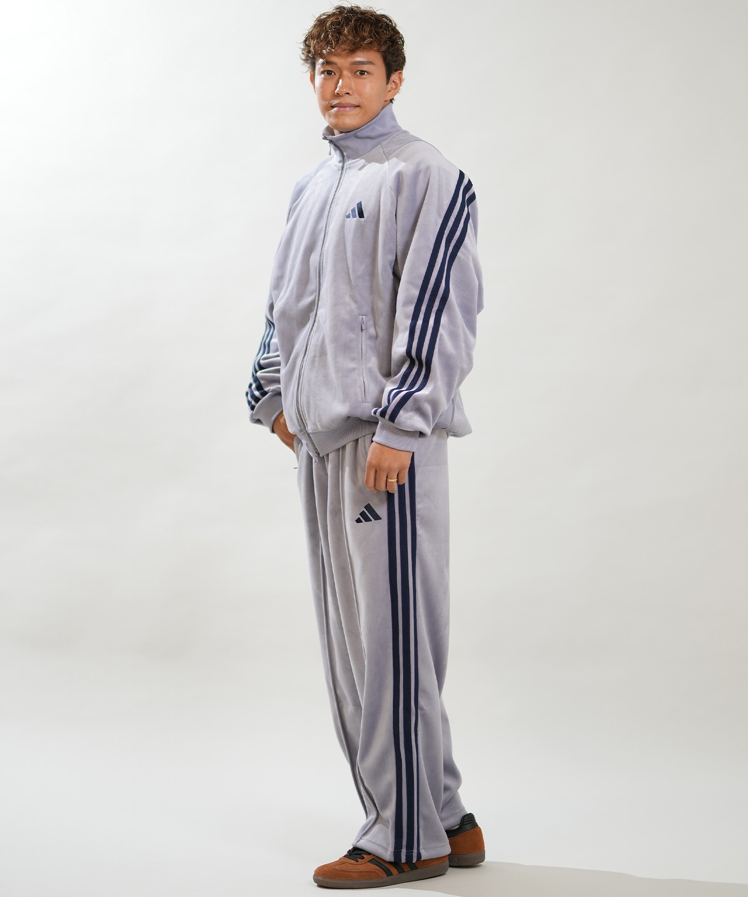 adidas アディダス ジャージ トラックパンツ メンズ ベロア M STADIUM