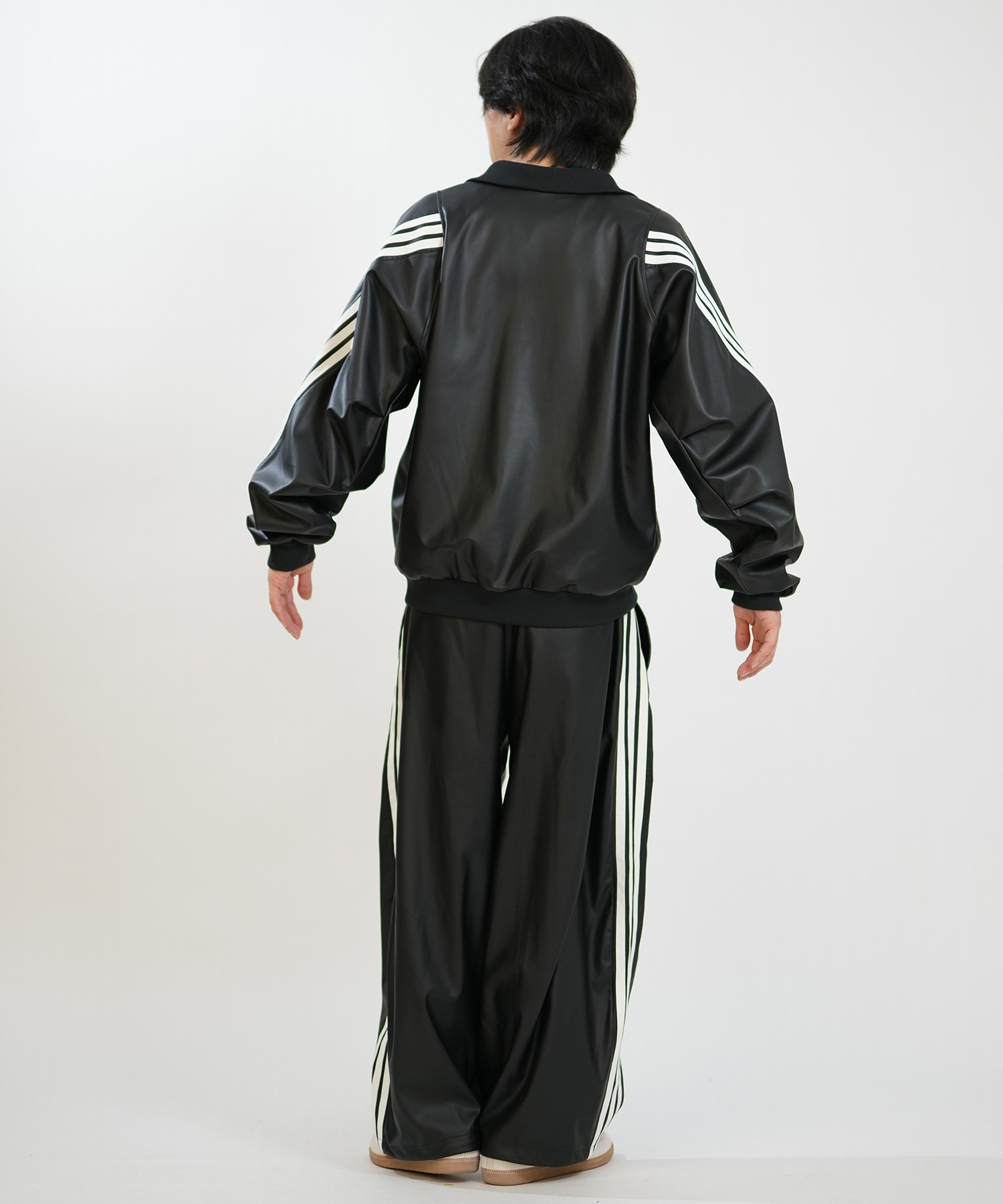 adidas アディダス ジャージ トラックパンツ メンズ レザー風