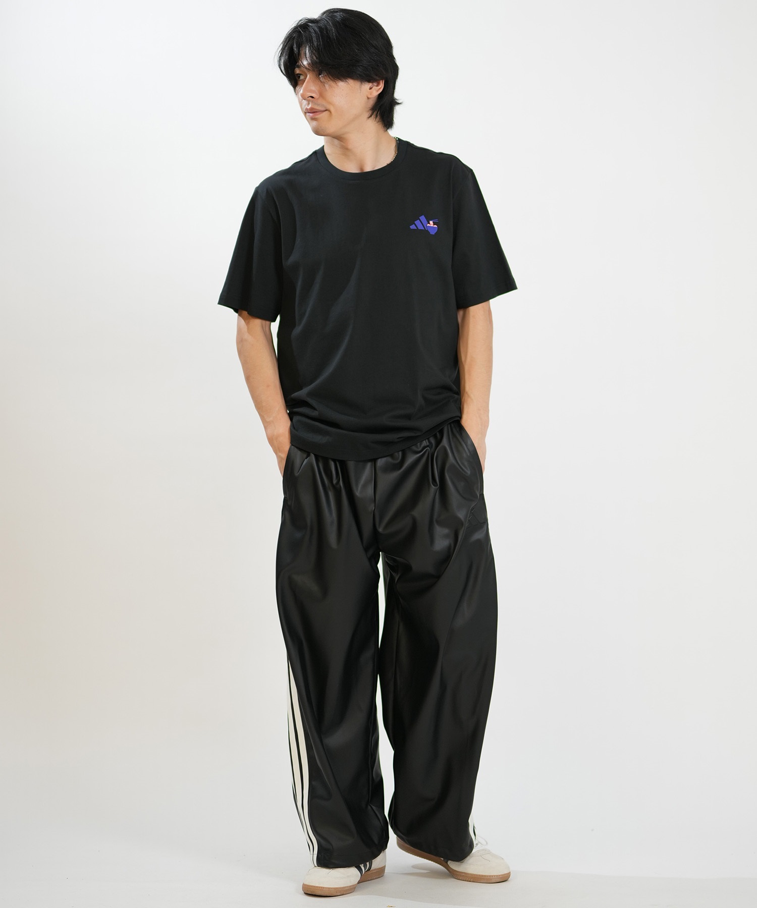 adidas アディダス ジャージ トラックパンツ メンズ レザー風