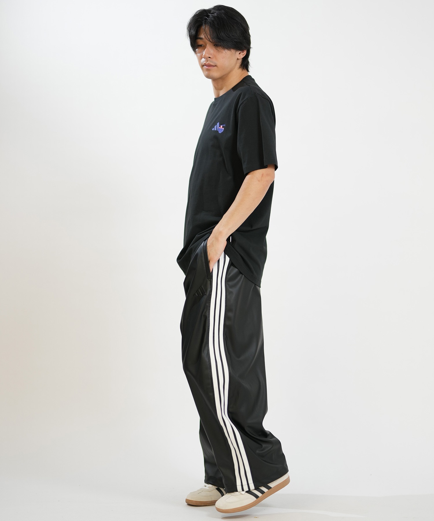 adidas アディダス ジャージ トラックパンツ メンズ レザー風