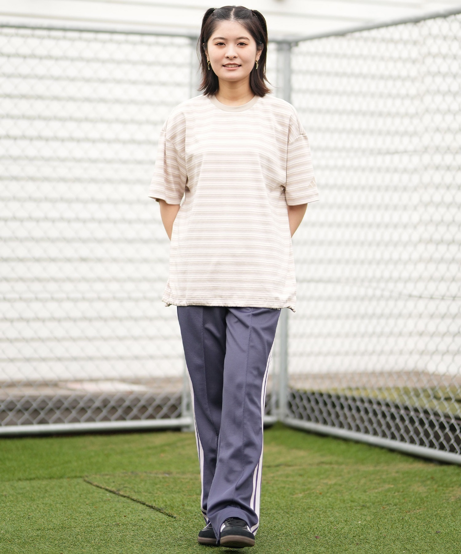 adidas アディダス 半袖 Tシャツ レディース W STADIUM C ストライプ