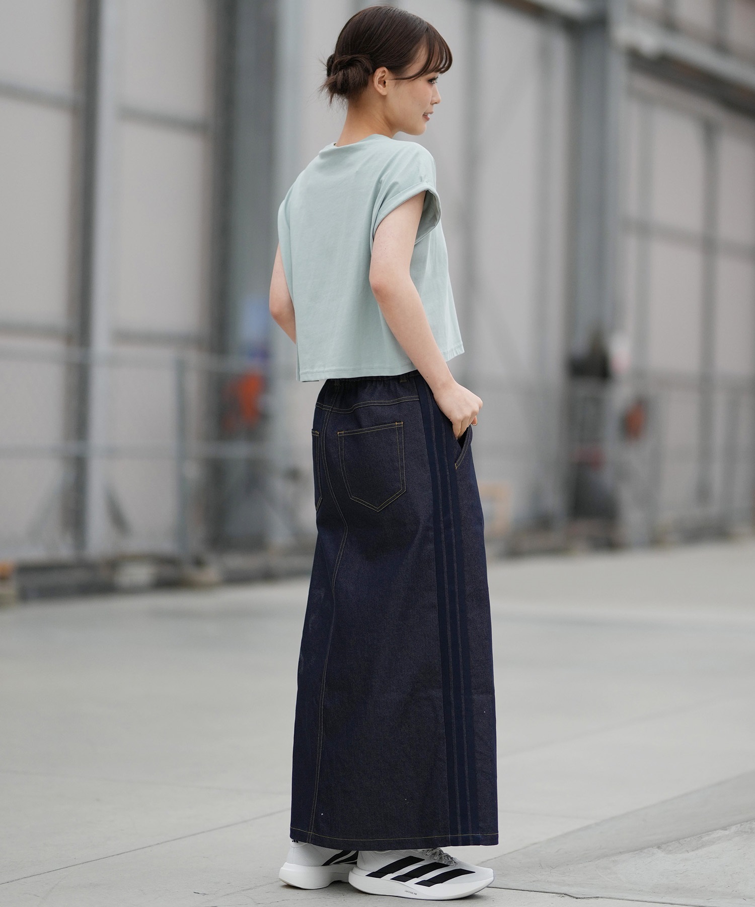 服/ファッション スカート pumpkin port（パンプキンポート） スカート 配色ステッチ 前ボタン