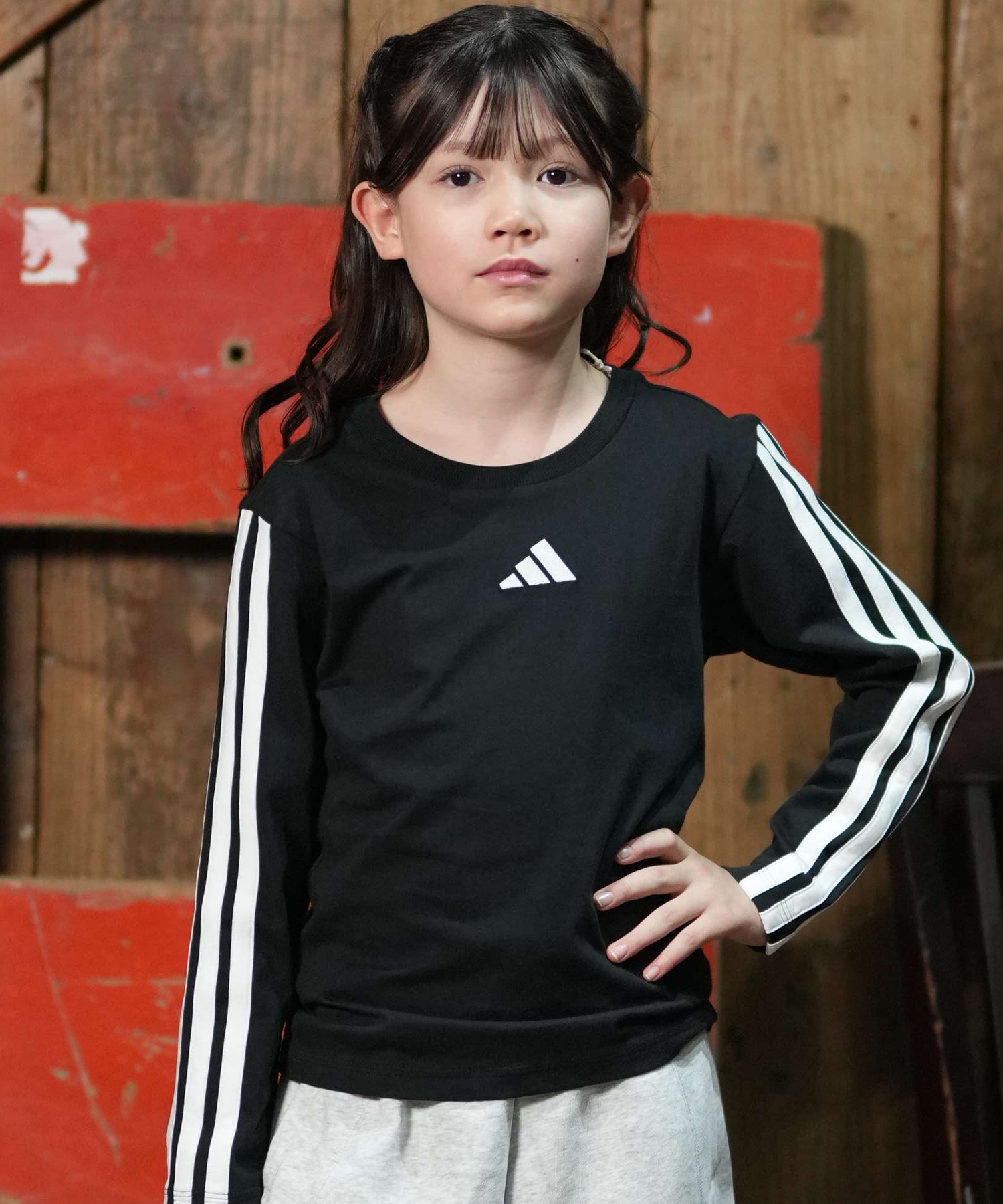 adidas アディダス 長袖 Tシャツ ロンT キッズ 子供 スポーティー
