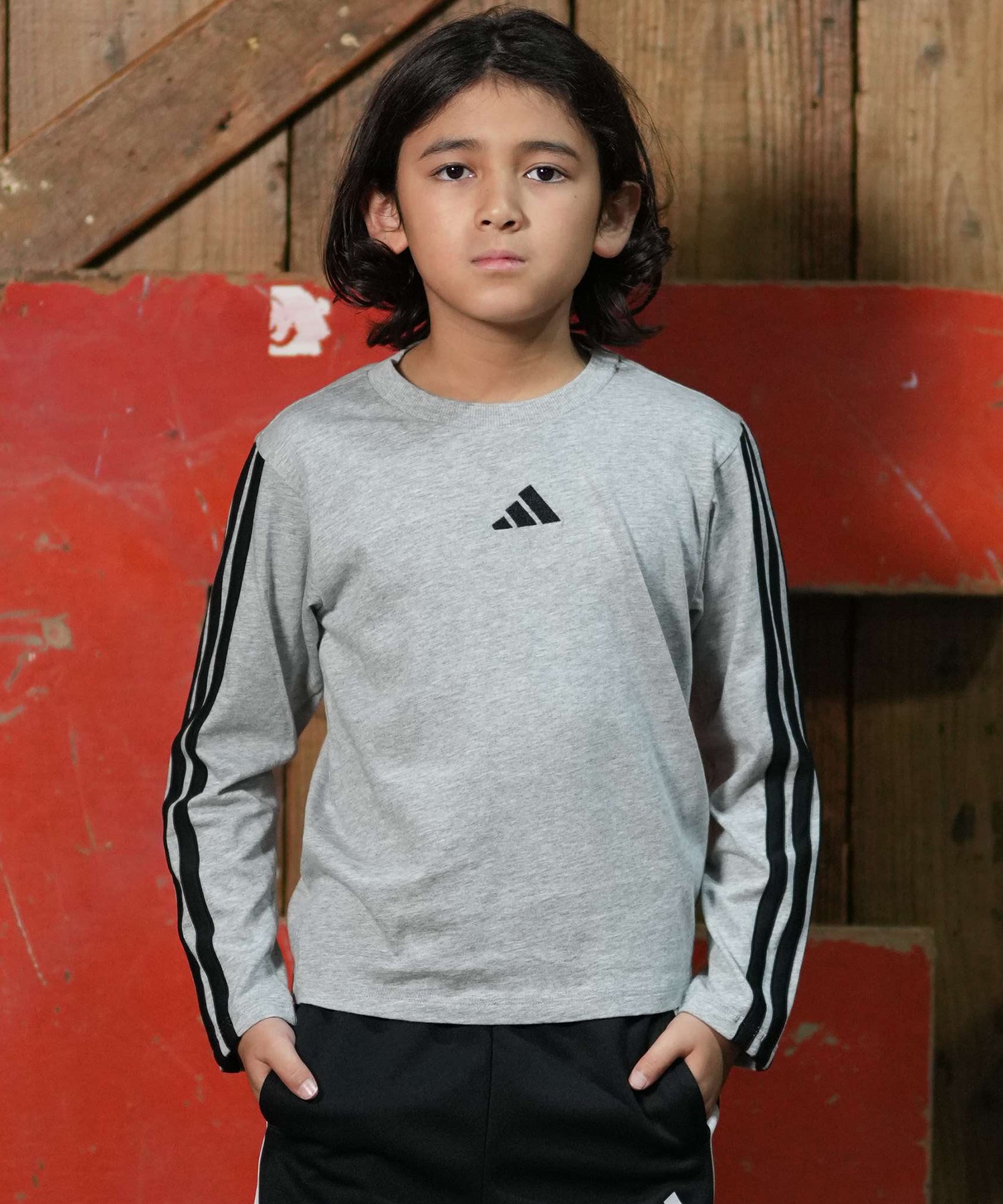 adidas アディダス 長袖 Tシャツ ロンT キッズ 子供 スポーティー