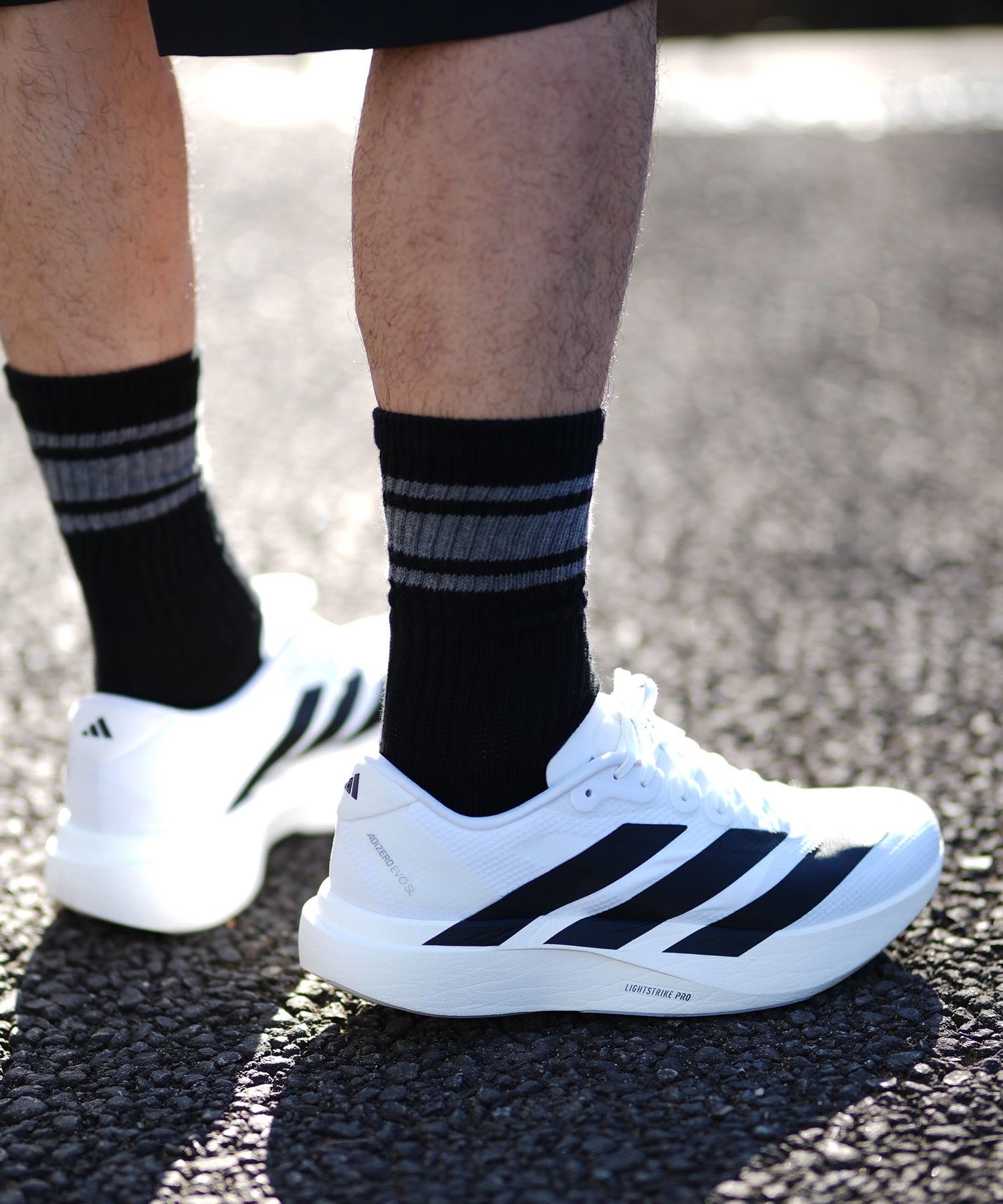 adidas アディダス スニーカー メンズ ランニング 厚底 Adizero EVO SL