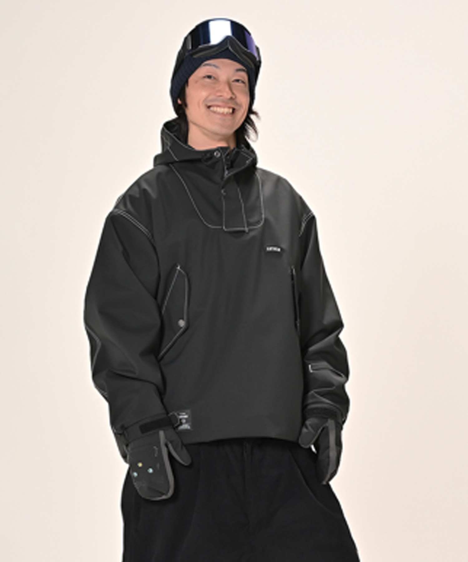 ANTHEM ブラック スノーボードウェア ANTHEM アンセム フラップアノラック FLAP ANORAK スノーボード ウェア