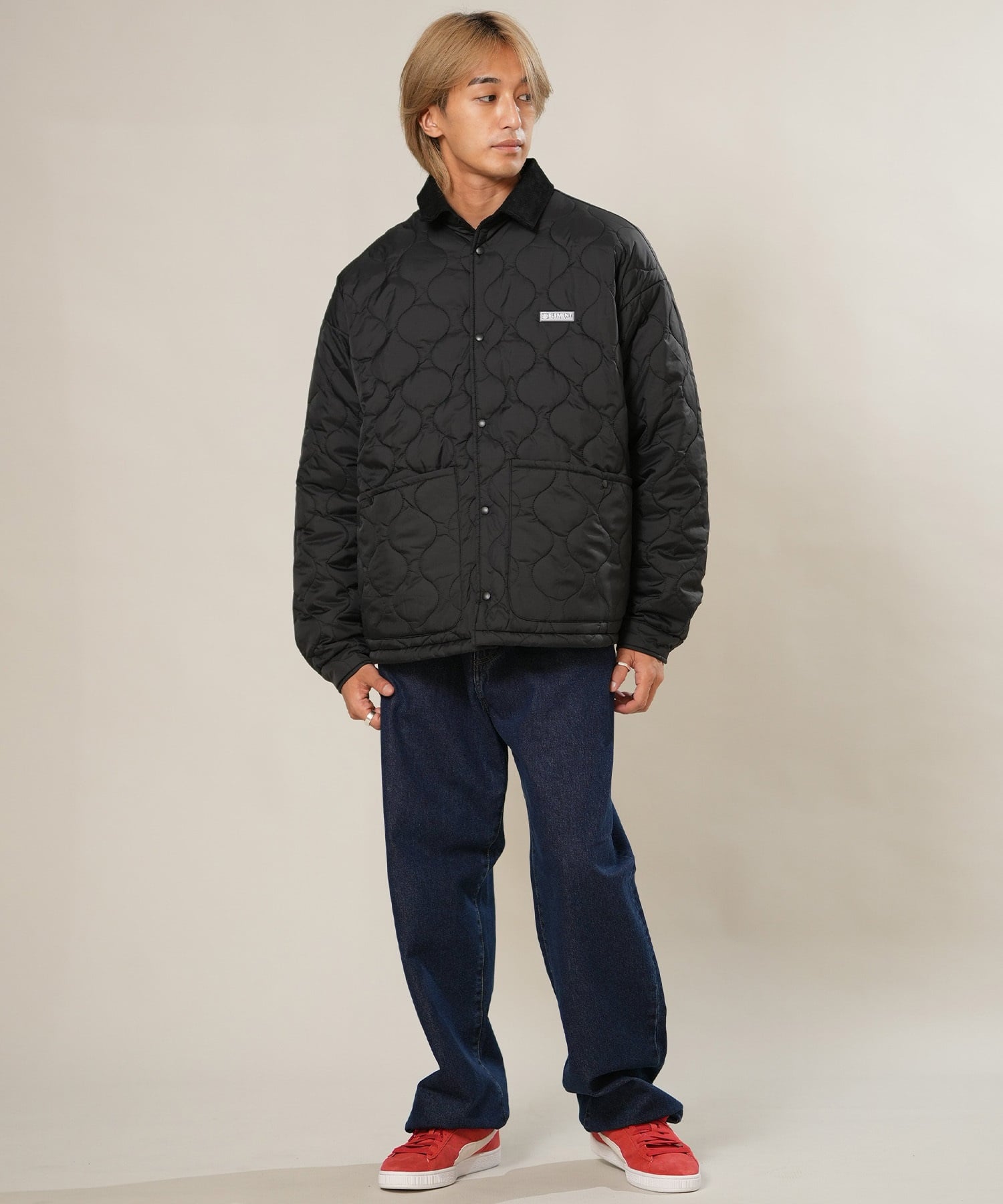 ELEMENT エレメント ジャケット メンズ ワンポイント ロゴ PLAID PUFF
