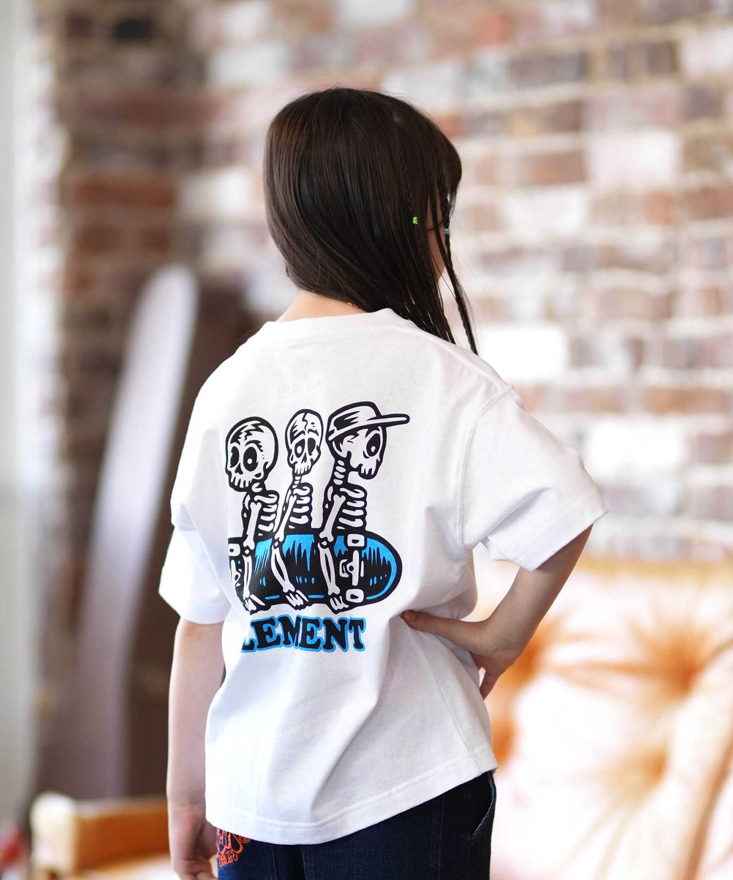 ELEMENT エレメント 半袖 Tシャツ キッズ ジュニア 子供 ロゴ バックプリント BG025250(WHT-130cm)
