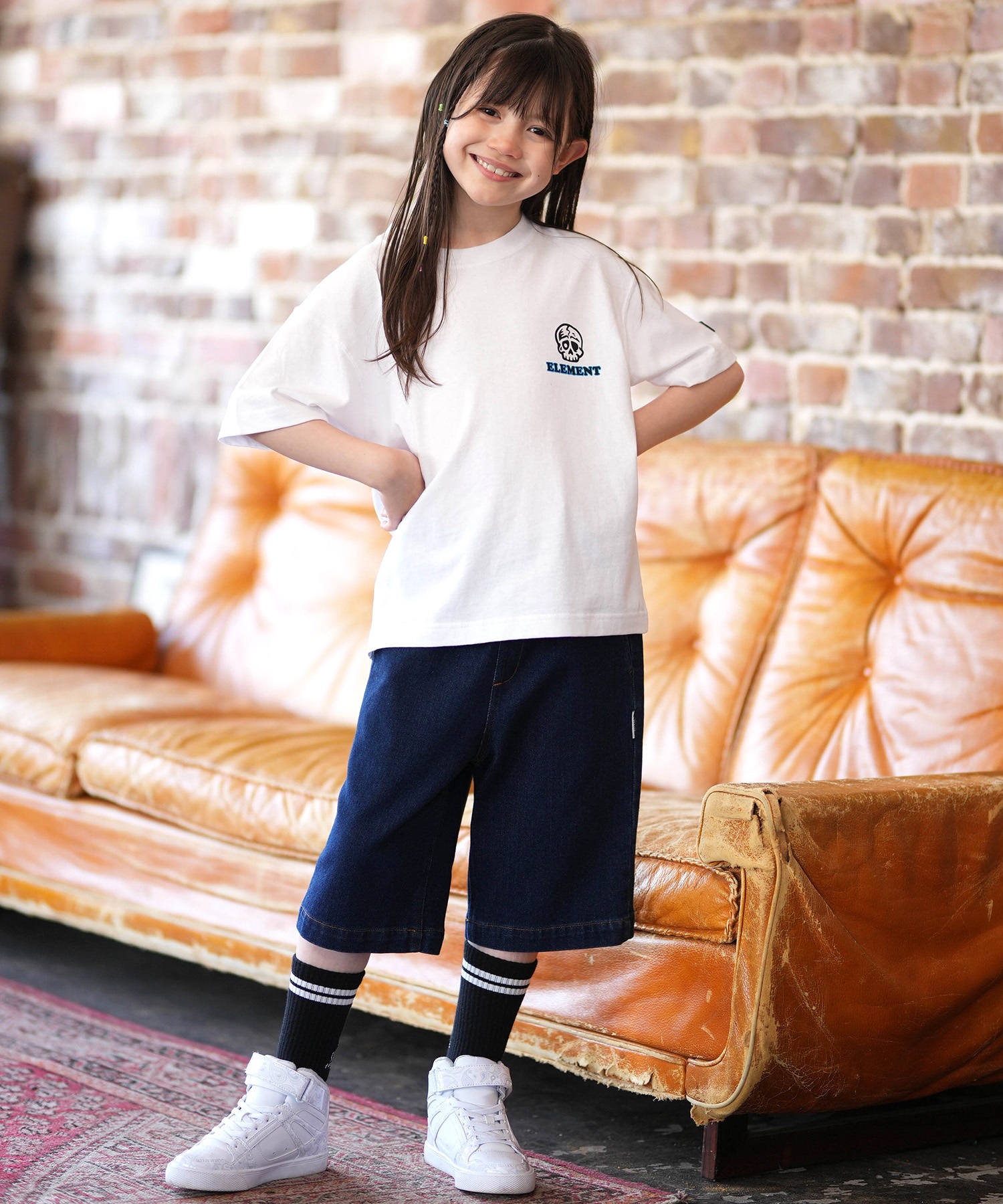 ELEMENT エレメント 半袖 Tシャツ キッズ ジュニア 子供 ロゴ バックプリント BG025250(WHT-130cm)